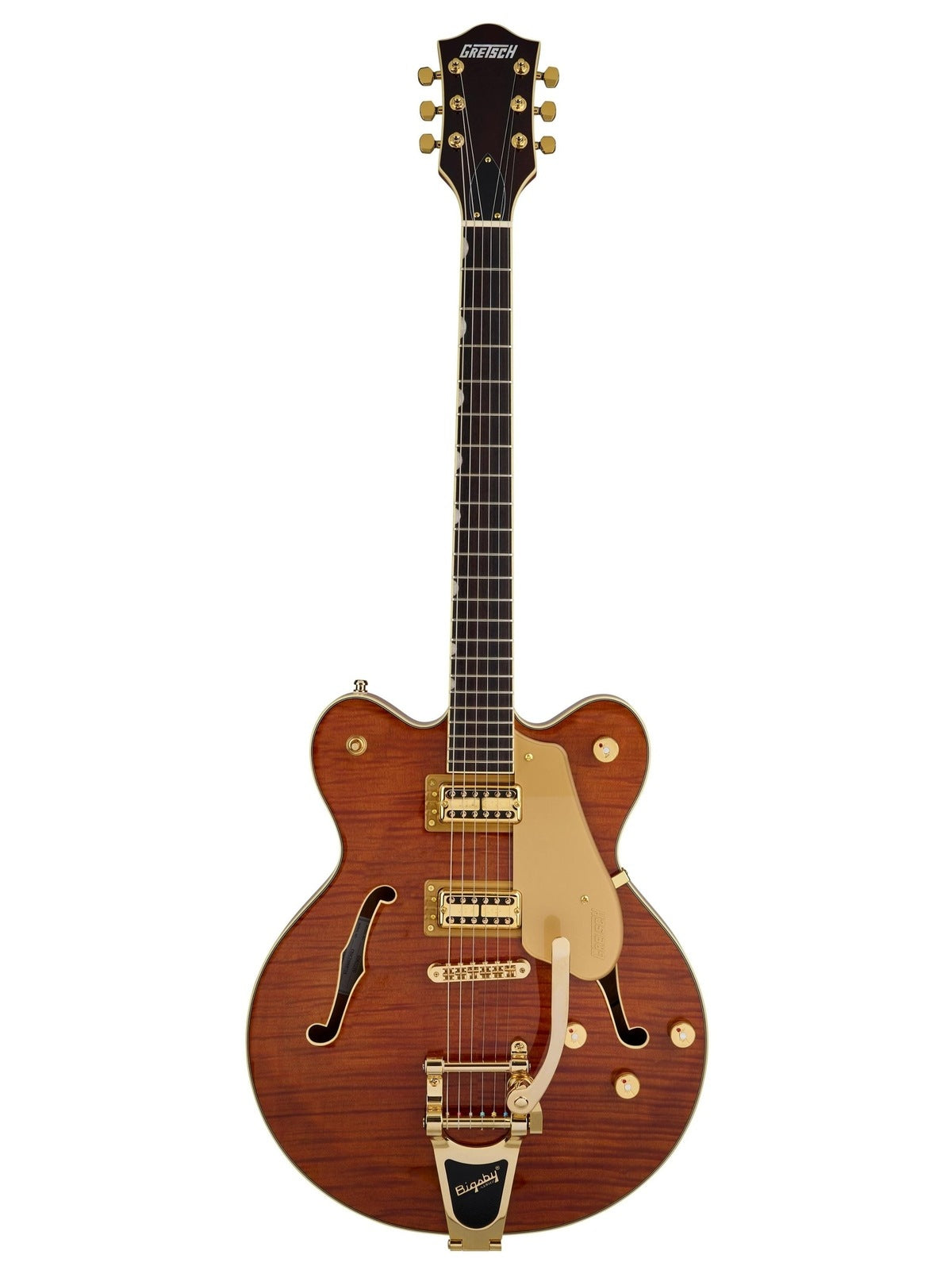 Gretsch Limited Edition Flamed Okoume Broadkaster Double-Cut w/Bigsby, Roundup Orange