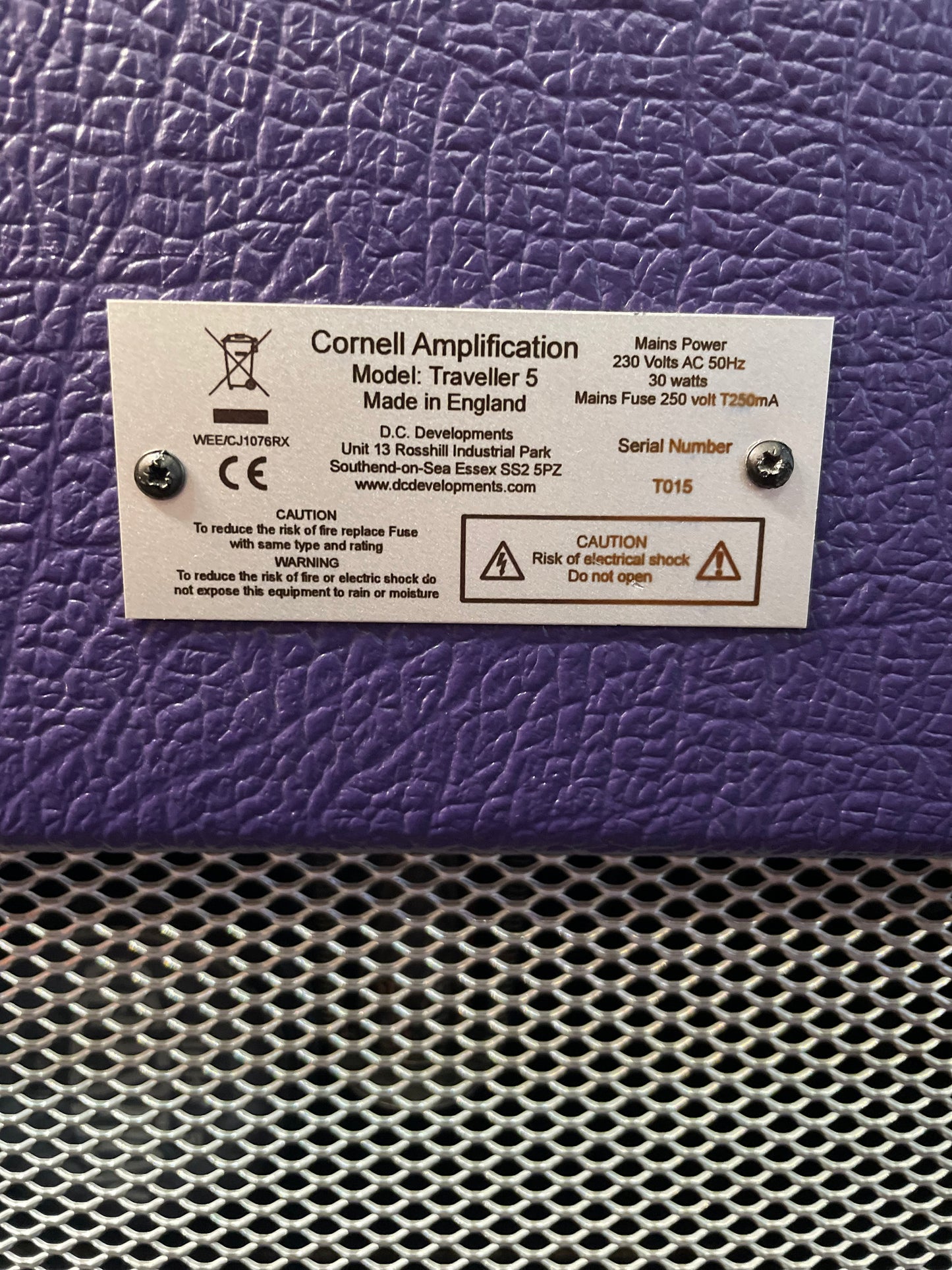 S/H Cornell Traveller 5, All Valve 5 Watt Combo Amplifier, Purple