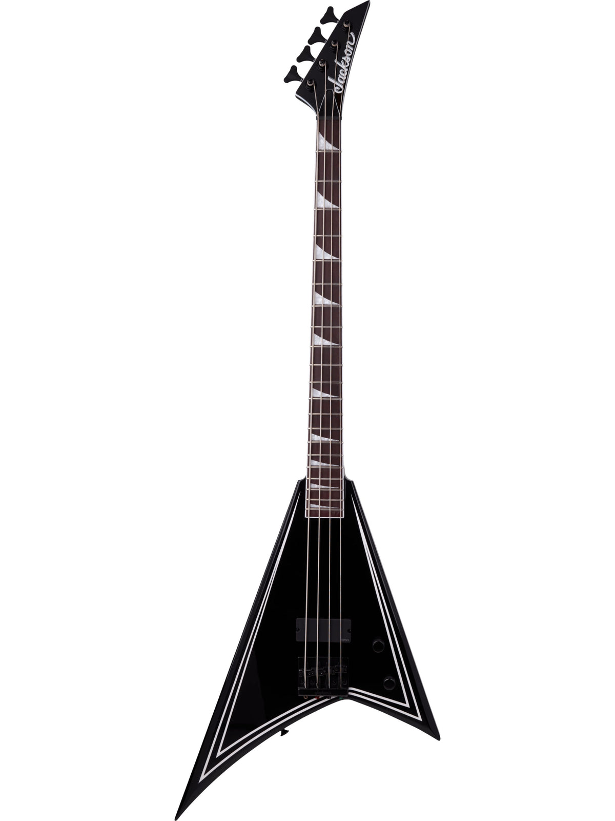 Jackson X Series RRB IV Rhoads Bass, Black with White Pinstripes