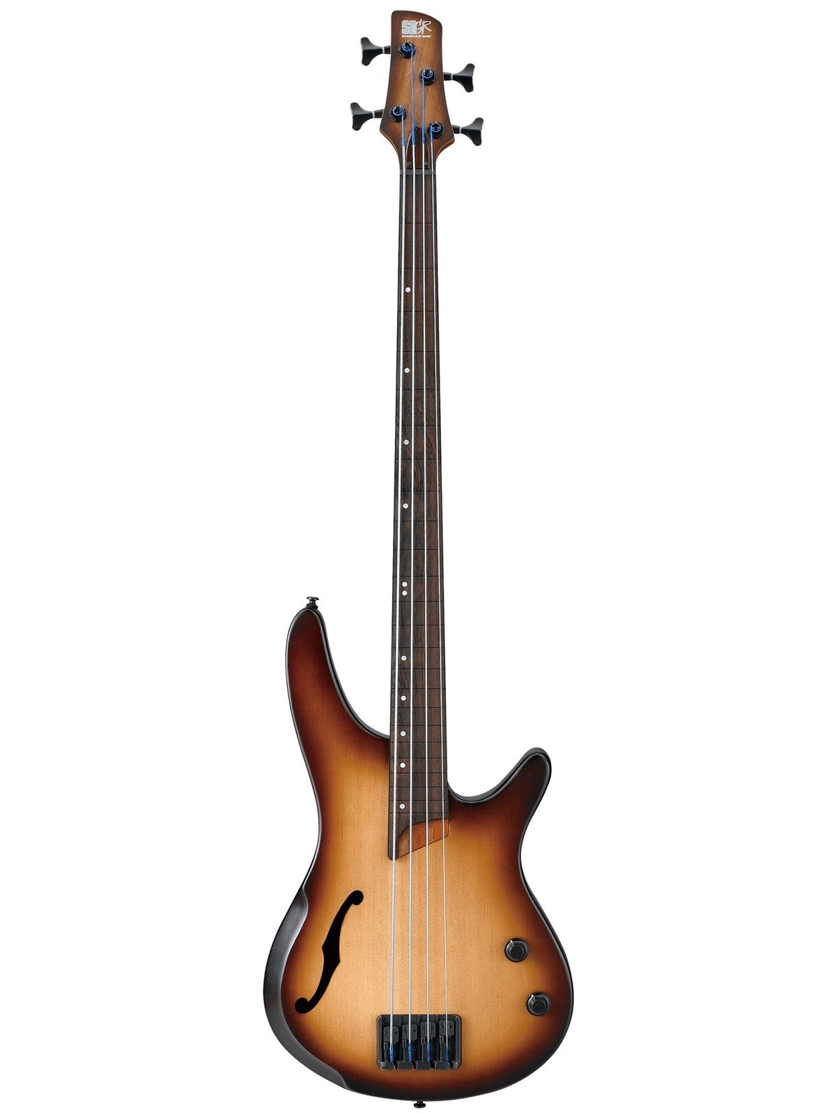 Ibanez SRHF500F Fretless 4-String Electric Bass, Natural Browned Burst Flat