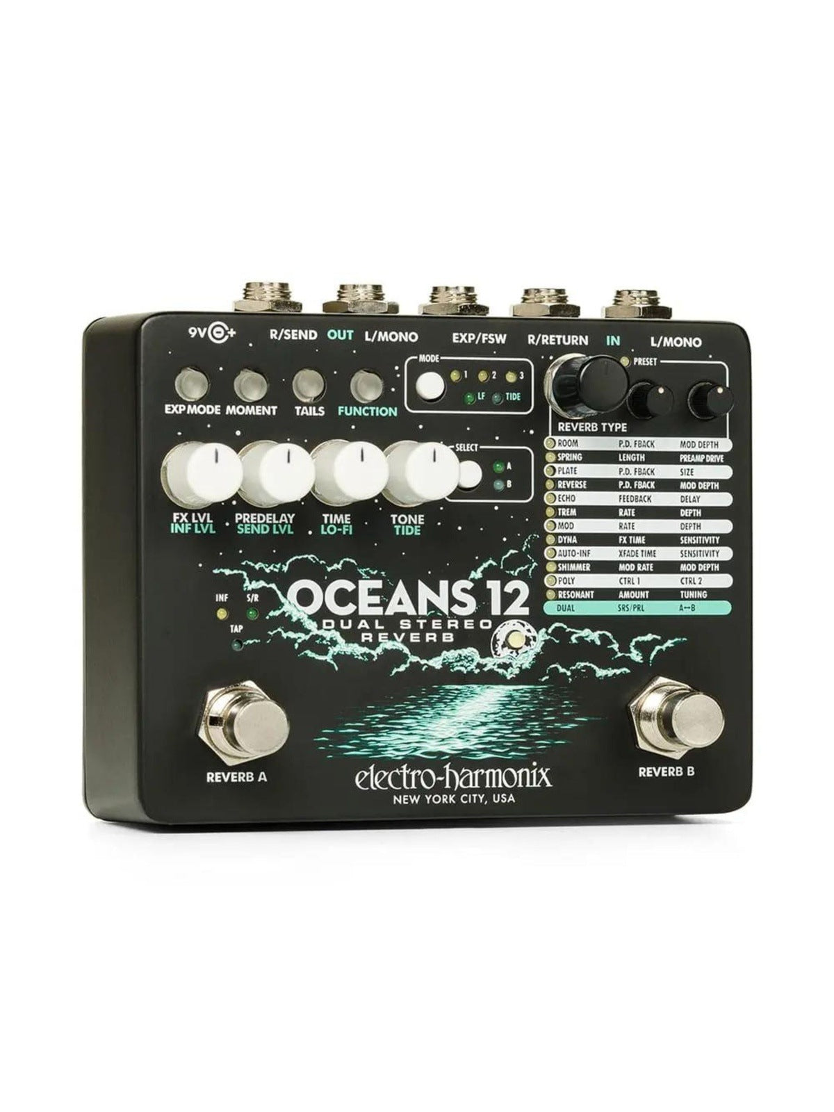 Electro Harmonix Oceans 12 Dual Stereo Reverb Pedal