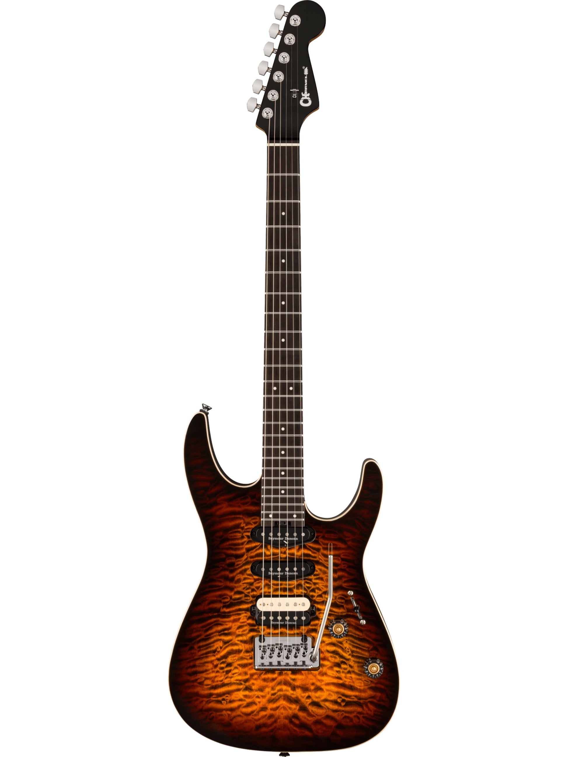 Charvel Pro-Mod Plus Dinky DK24 HSS 2PT QM, Amber Tiger Eye
