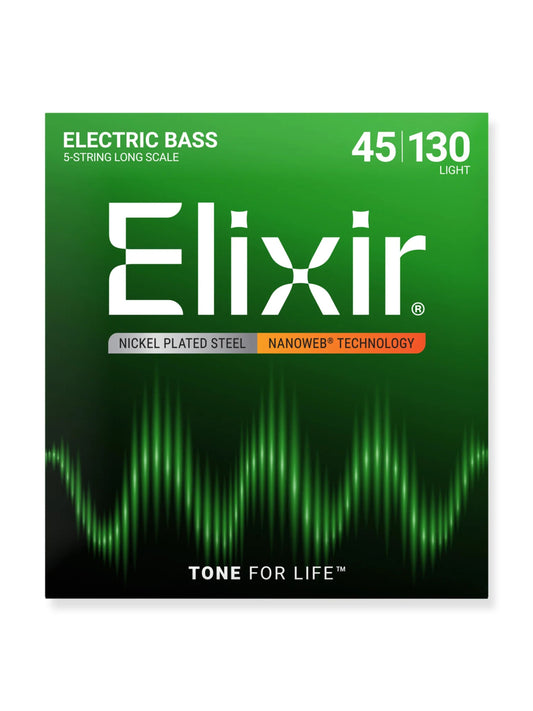 Elixir Nanoweb Nickel Plated 5 String Bass Sets