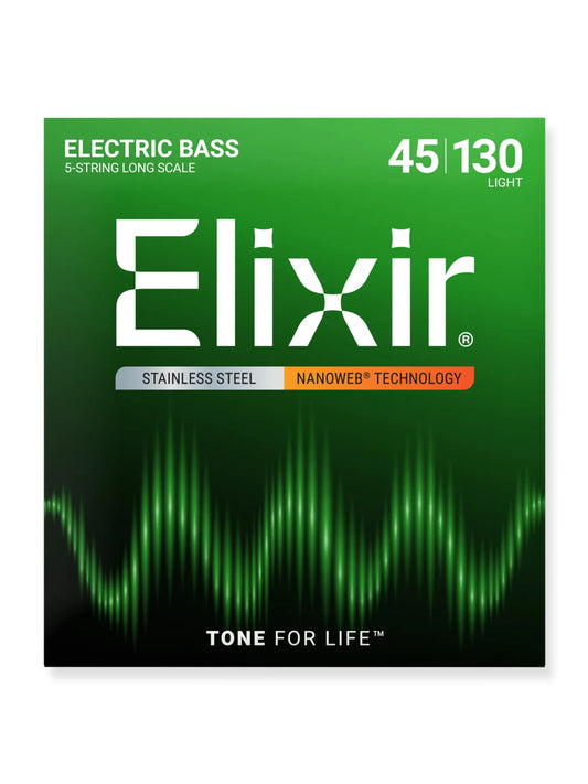 Elixir Nanoweb Stainless Steel 5 String Bass Sets