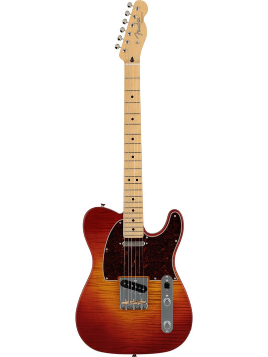 Fender MIJ Hybrid II Telecaster Maple Neck, Sunset Orange Transparent