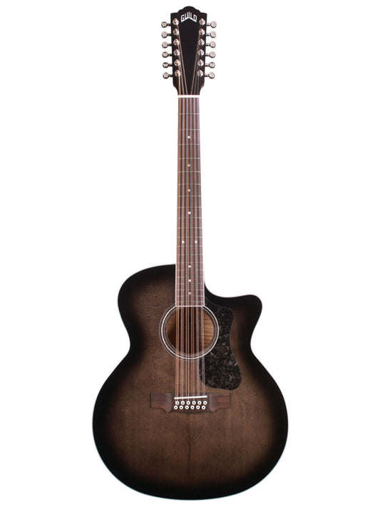 Guild F-2512CE Deluxe 12-String Acoustic Guitar, Trans Black Burst