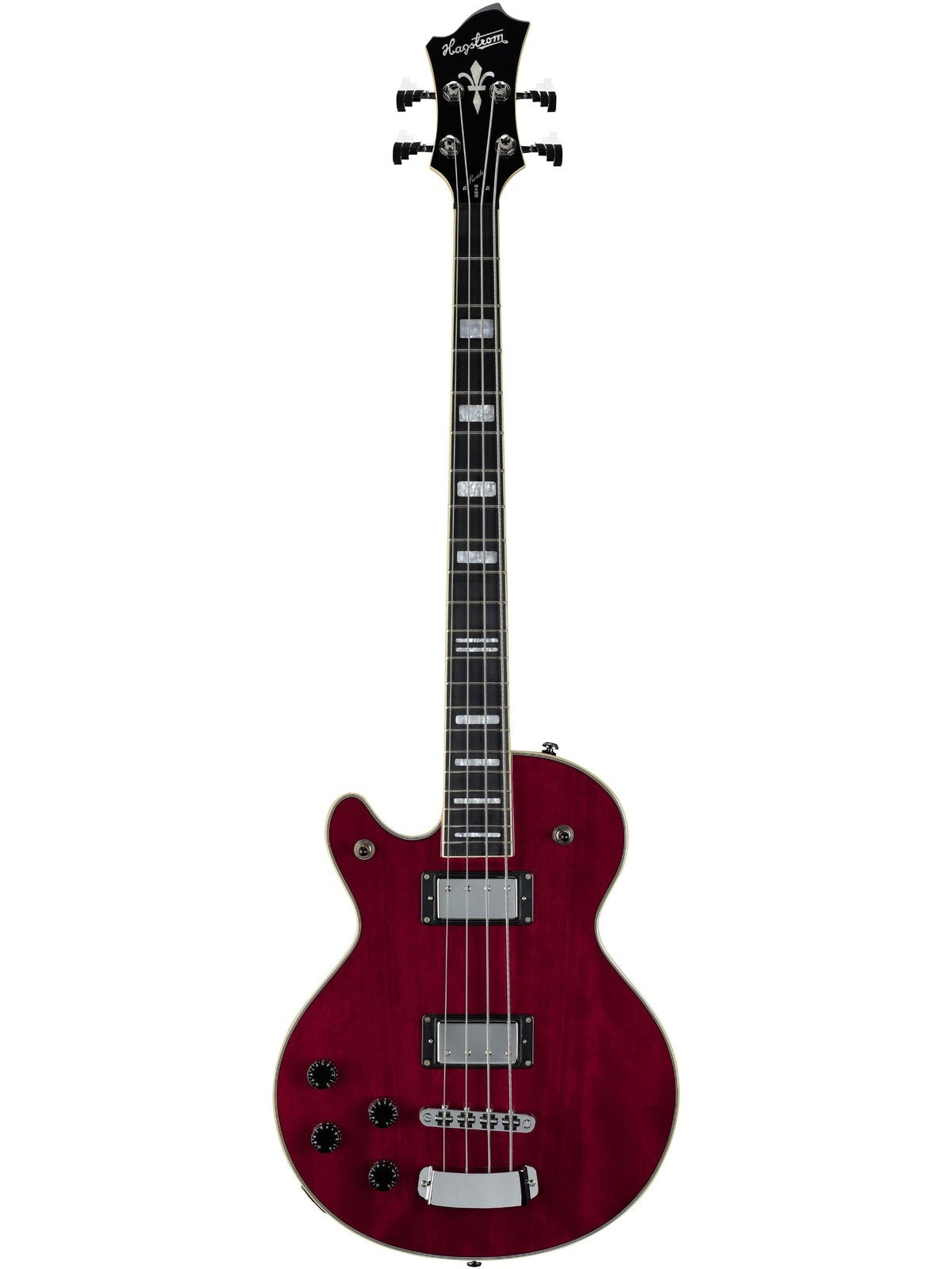 Hagstrom Swede Bass Left-Handed 4-String Electric Bass, Wild Cherry Transparent