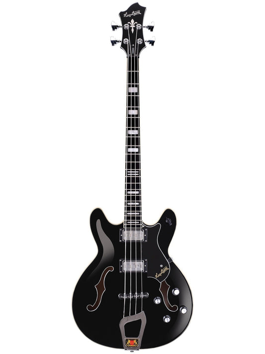 Hagstrom Viking Semi-Hollow 4-String Electric Bass, Black