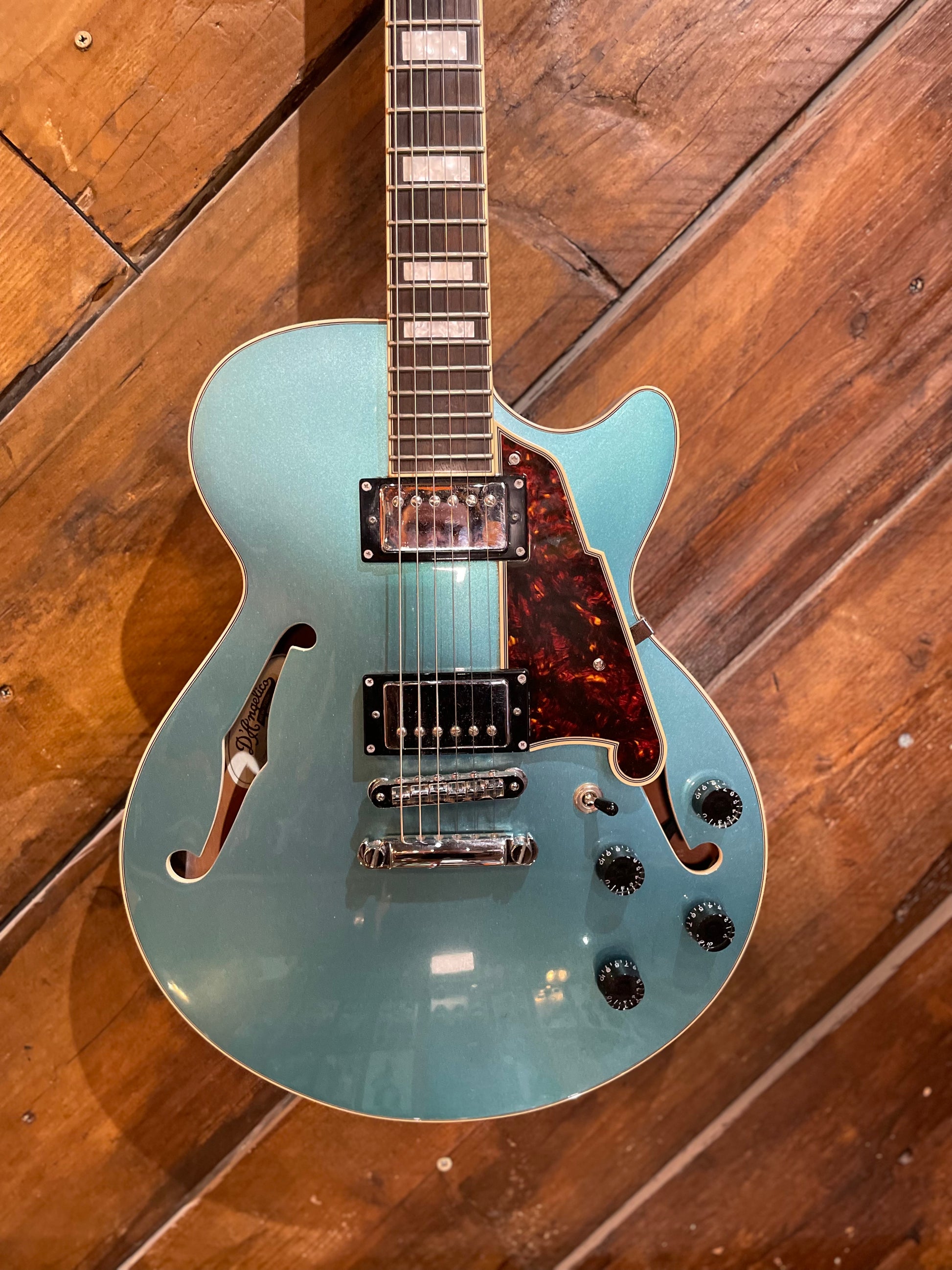 S/H D'Angelico Premiere SS Semi-Hollow Electric Guitar, Ocean Turquoise
