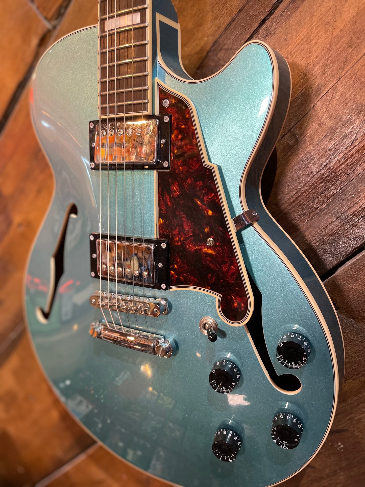 S/H D'Angelico Premiere SS Semi-Hollow Electric Guitar, Ocean Turquoise