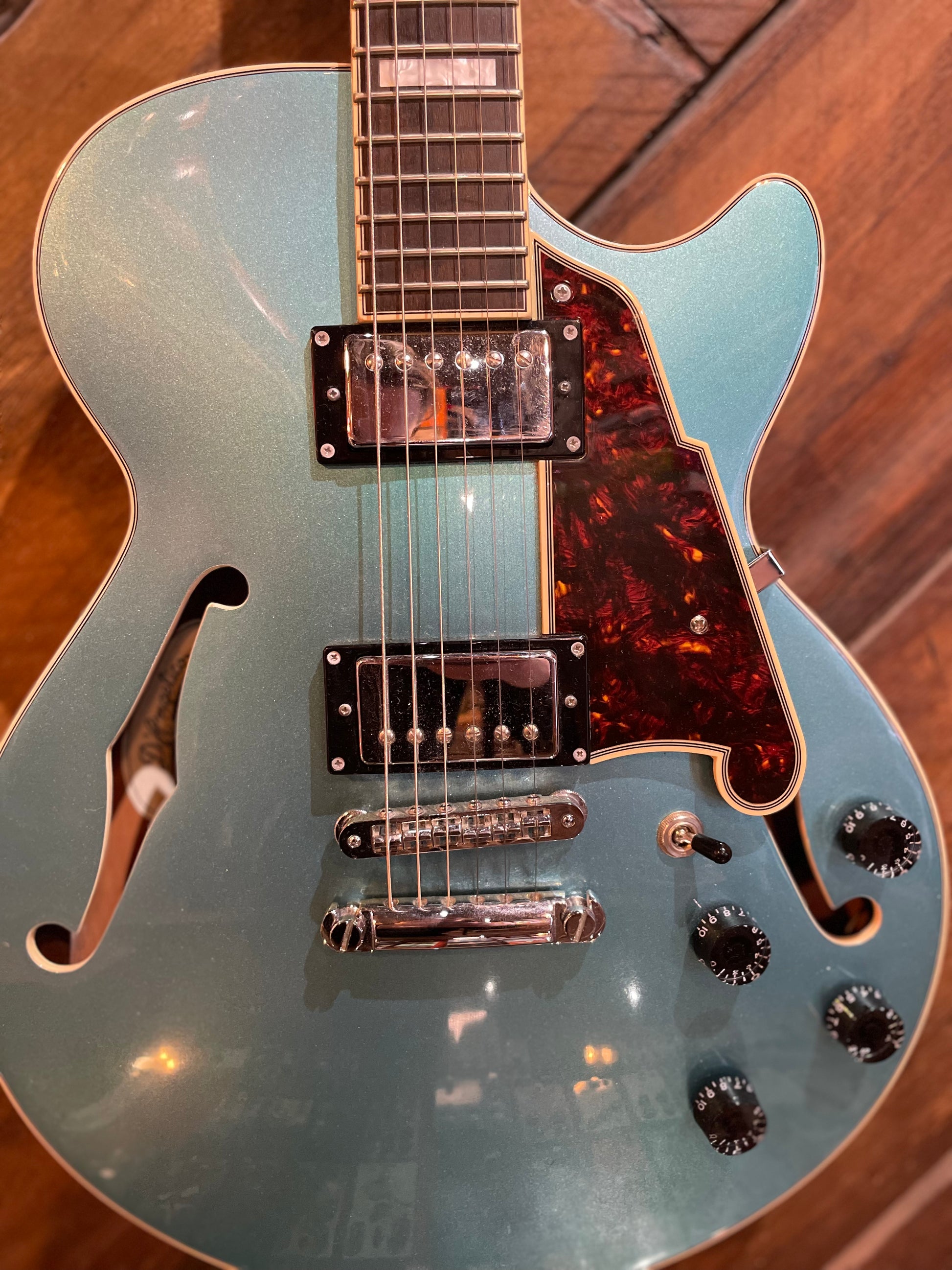 S/H D'Angelico Premiere SS Semi-Hollow Electric Guitar, Ocean Turquoise
