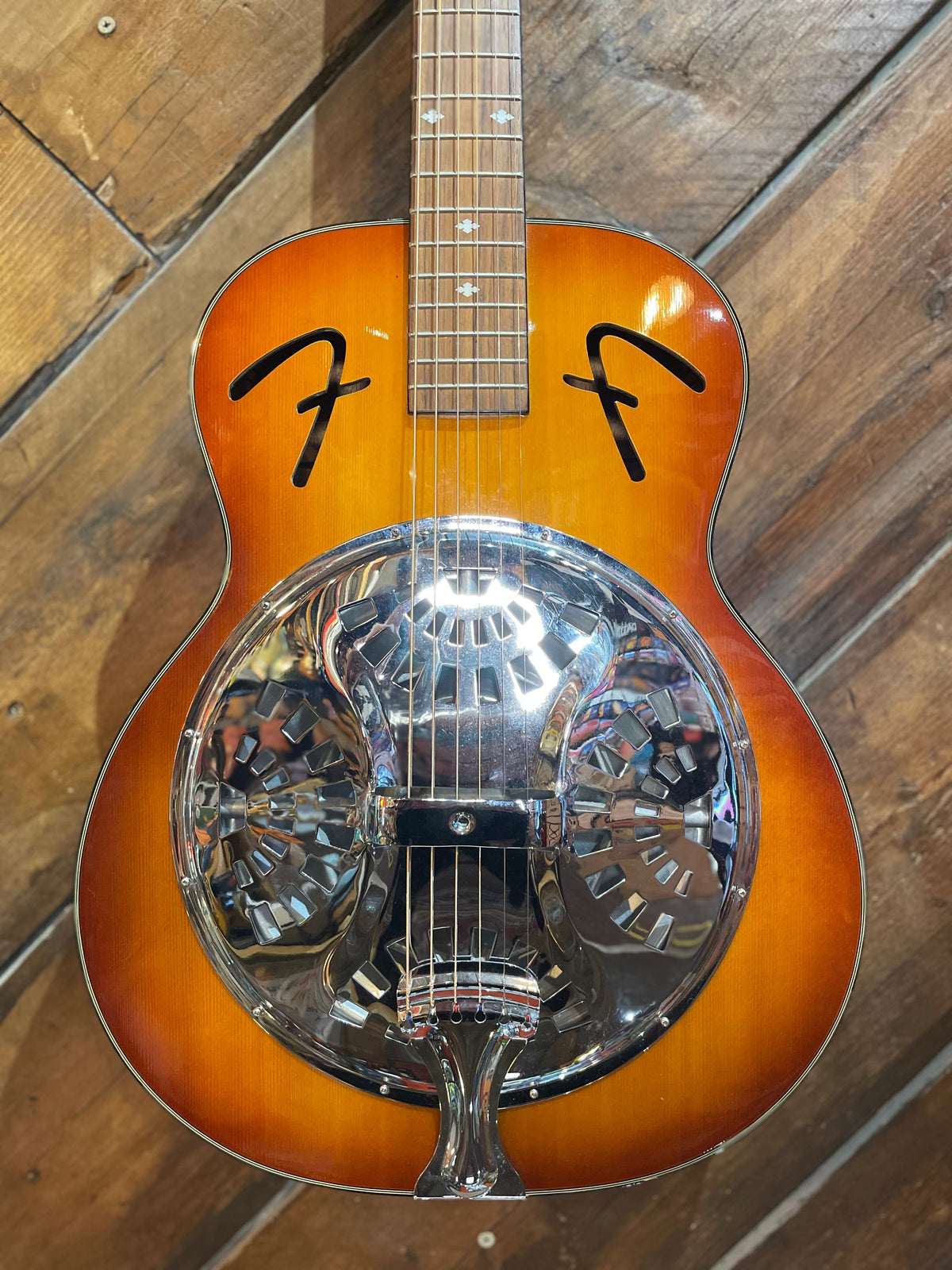 S/H Fender FR-50 Round Neck Wooden Body Resonator, Sunburst