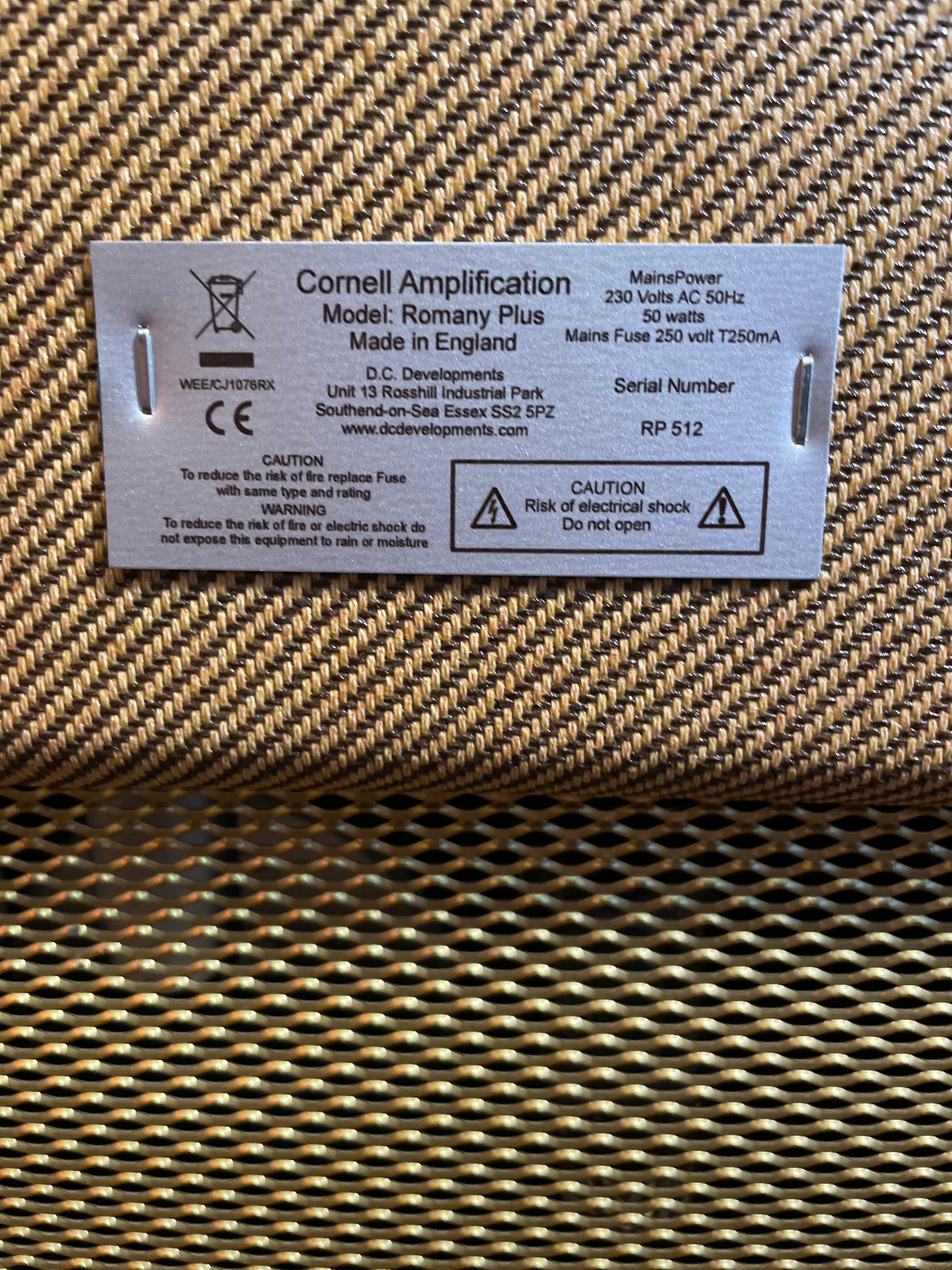 S/H Cornell Romany Plus 10 Watt Valve Combo Amplifier w/ 12" Speaker, Tweed