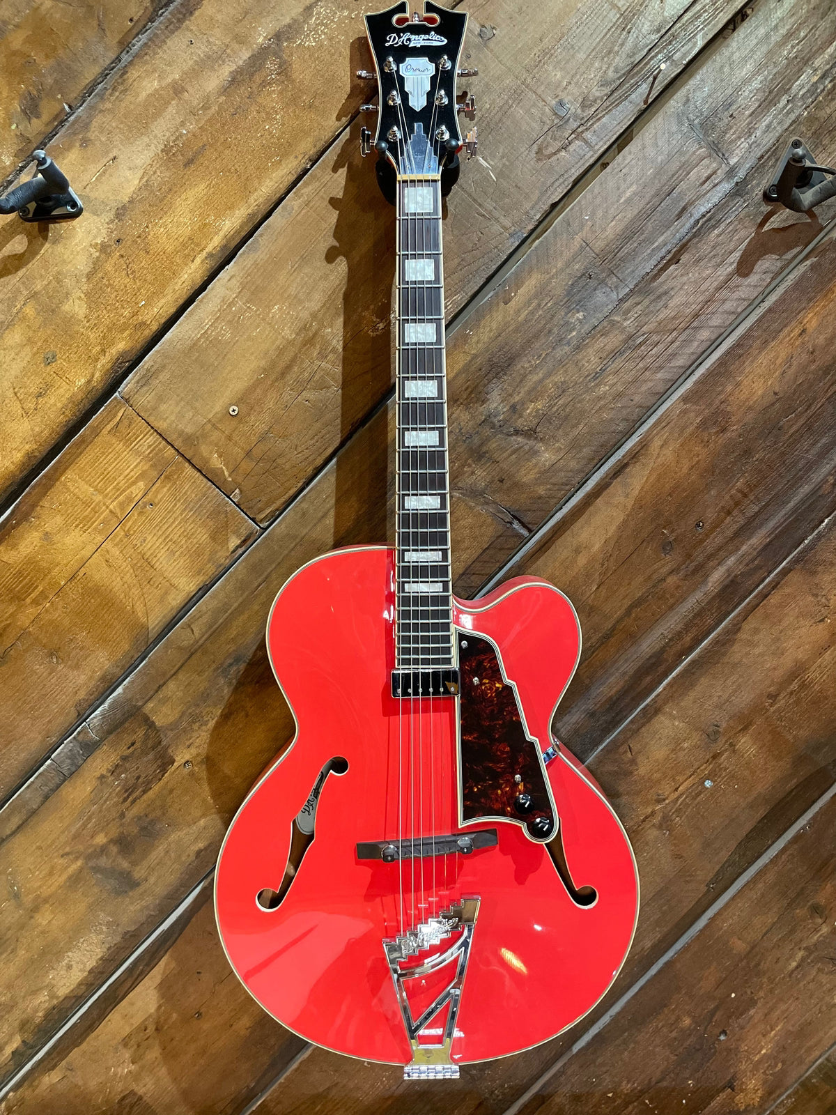 S/H D'Angelico Premier EXL-1 Hollow Body Electric Guitar, Fiesta Red