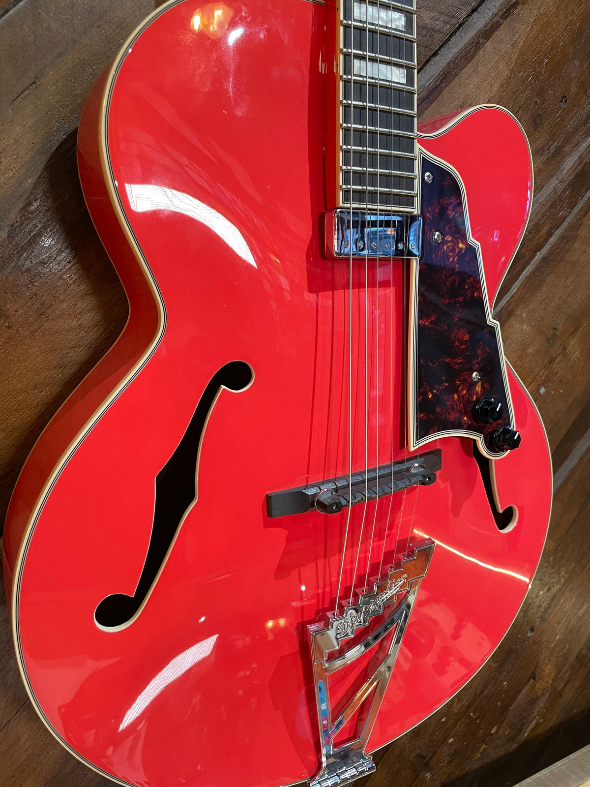 S/H D'Angelico Premier EXL-1 Hollow Body Electric Guitar, Fiesta Red