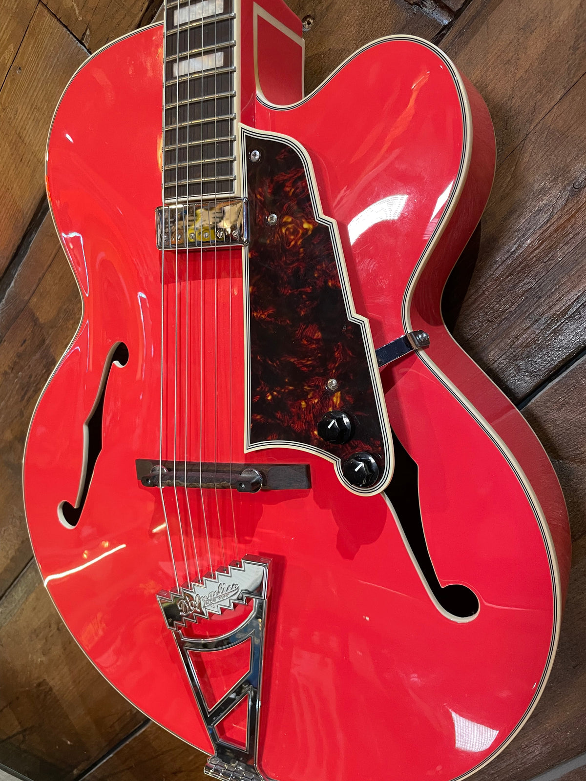 S/H D'Angelico Premier EXL-1 Hollow Body Electric Guitar, Fiesta Red