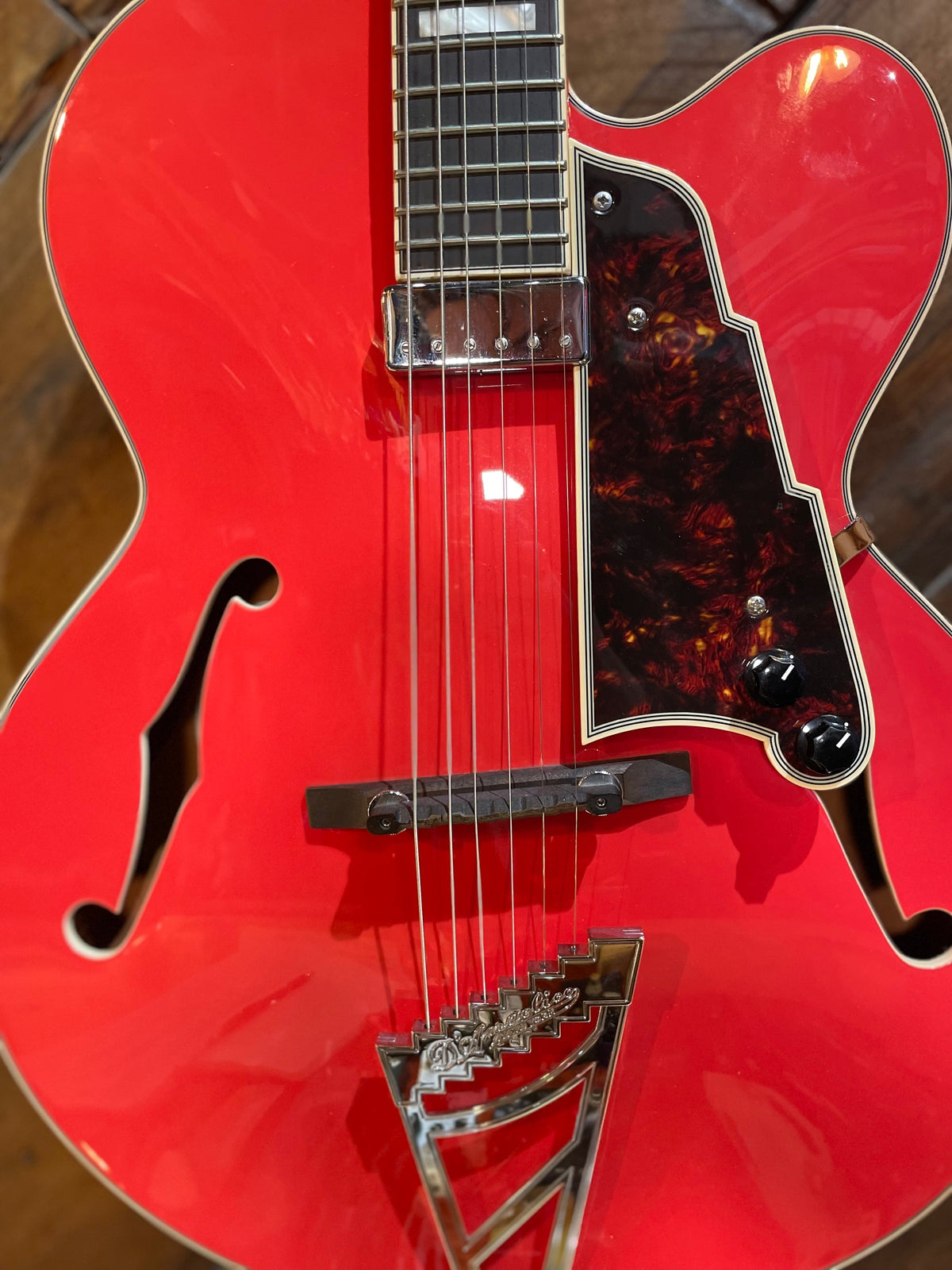 S/H D'Angelico Premier EXL-1 Hollow Body Electric Guitar, Fiesta Red