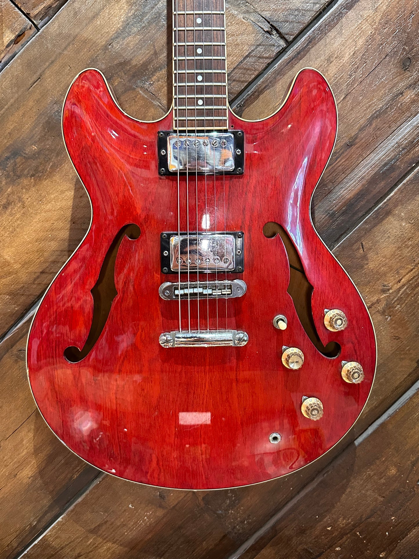 S/H 1979 Yamaha Super Axe SA700 Semi-Hollow Electric Guitar, Persimmon Red