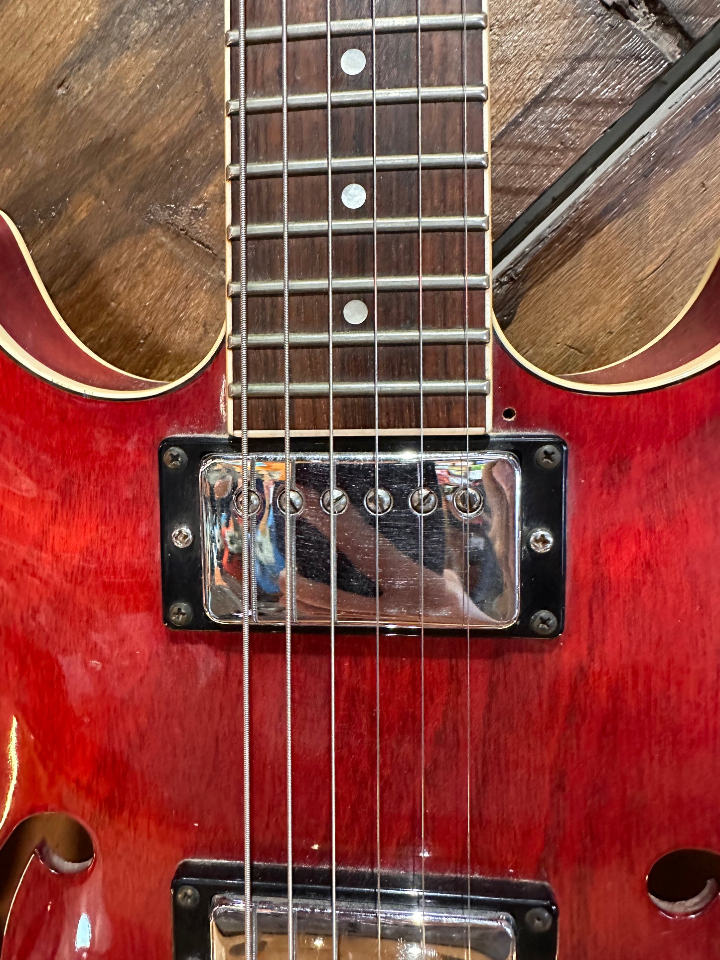 S/H 1979 Yamaha Super Axe SA700 Semi-Hollow Electric Guitar, Persimmon Red