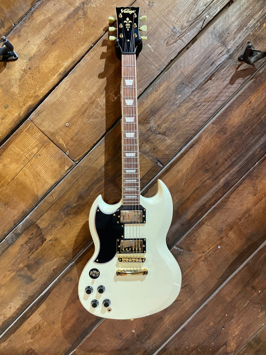S/H Vintage VS6VW SG Replica Left Handed Electric Guitar, Alpine White