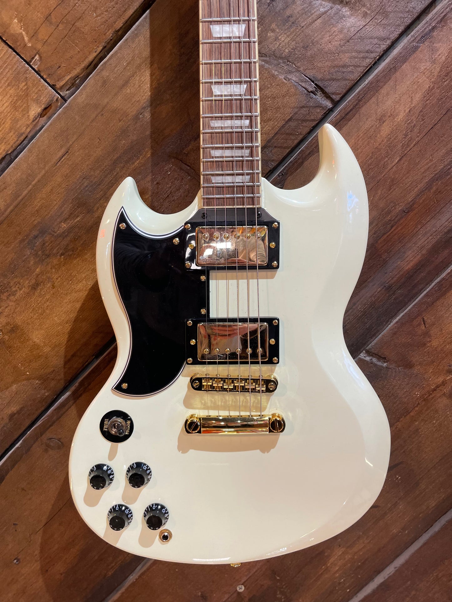 S/H Vintage VS6VW SG Replica Left Handed Electric Guitar, Alpine White