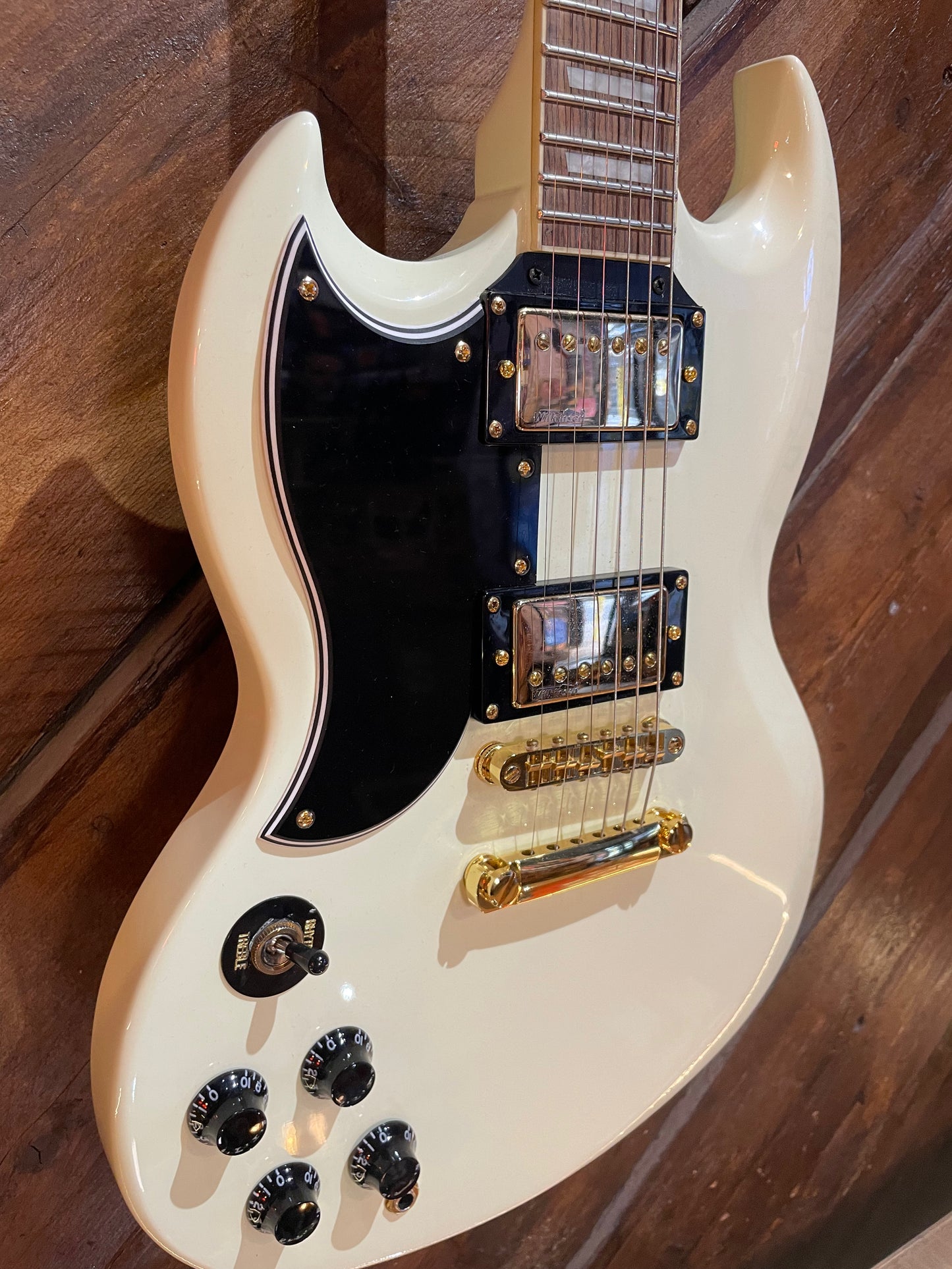 S/H Vintage VS6VW SG Replica Left Handed Electric Guitar, Alpine White