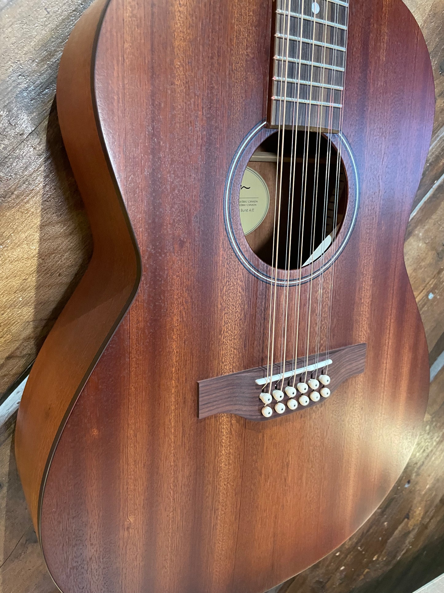 Godin Mahogany Folk 12 String Acoustic Guitar, Rustic Burst A/E NEW