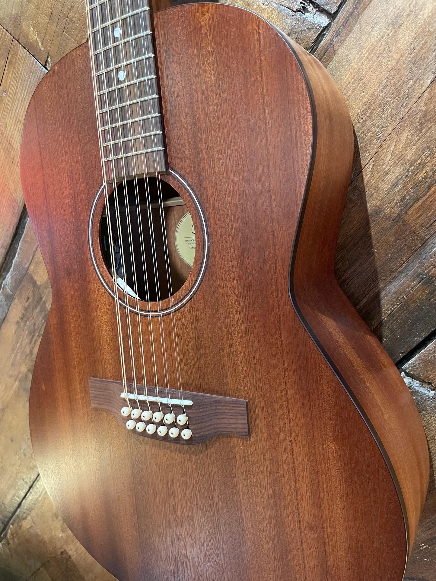 Godin Mahogany Folk 12 String Acoustic Guitar, Rustic Burst A/E NEW