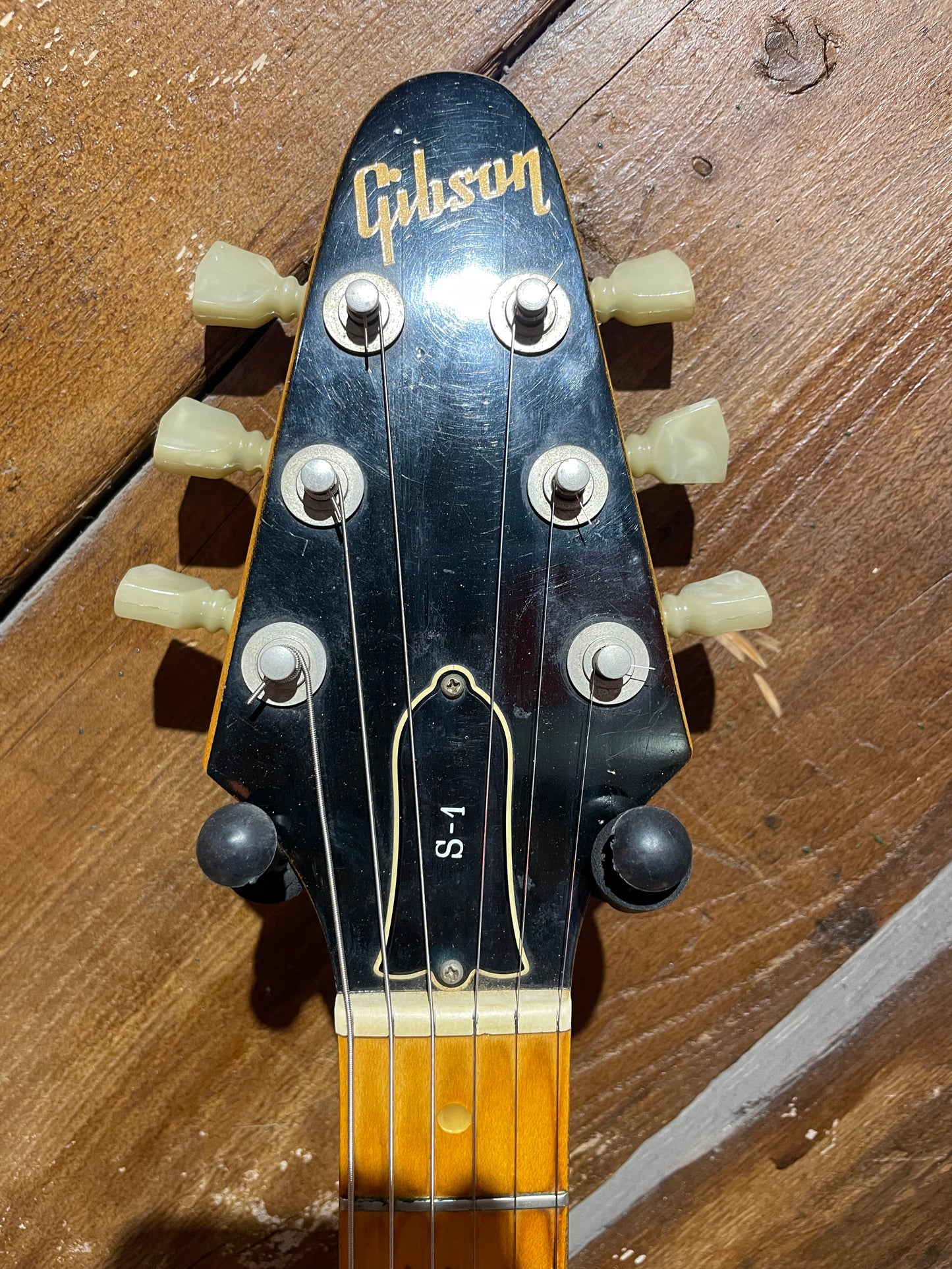 S/H 1979 Gibson S-1 Electric Guitar, Natural Mahogany
