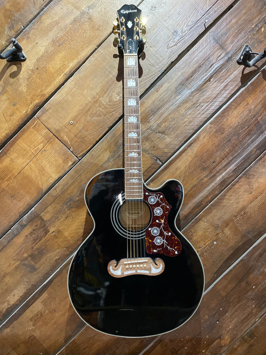 S/H 2013 Epiphone EJ-200C Jumbo Acoustic Guitar, Gloss Black