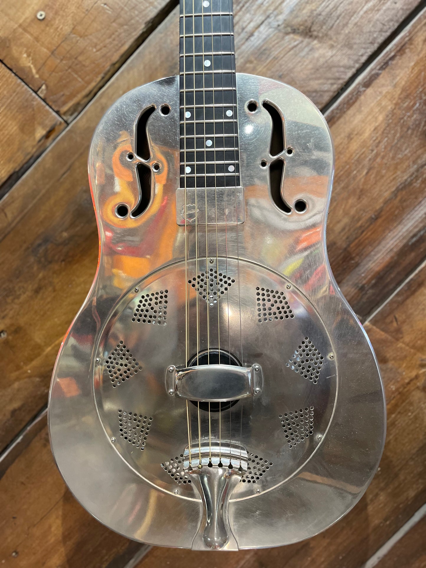 S/H National Resophonic NRP Steel 12 Fret Single Cone Resonator w/ National Slimline Pickup