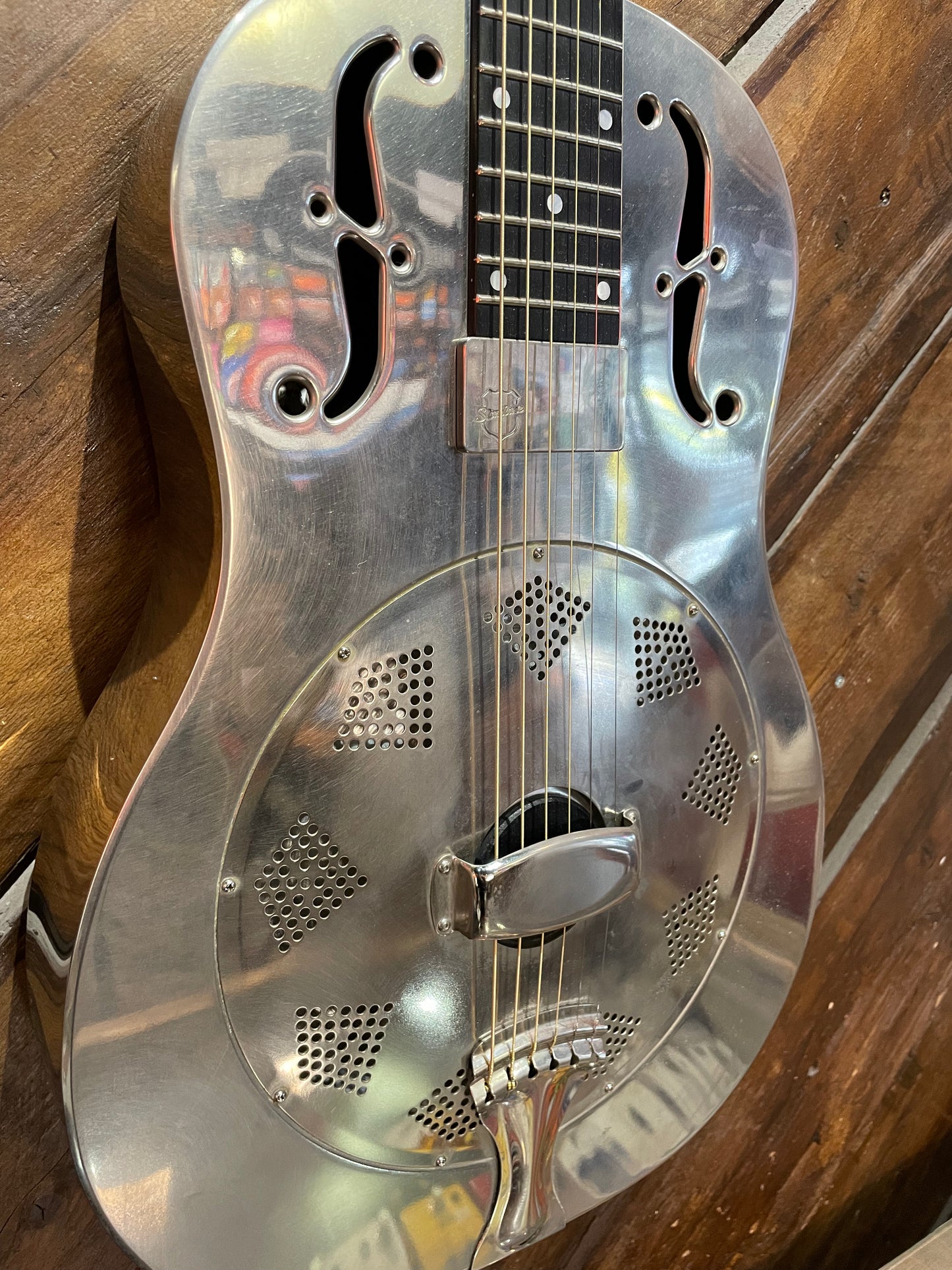 S/H National Resophonic NRP Steel 12 Fret Single Cone Resonator w/ National Slimline Pickup