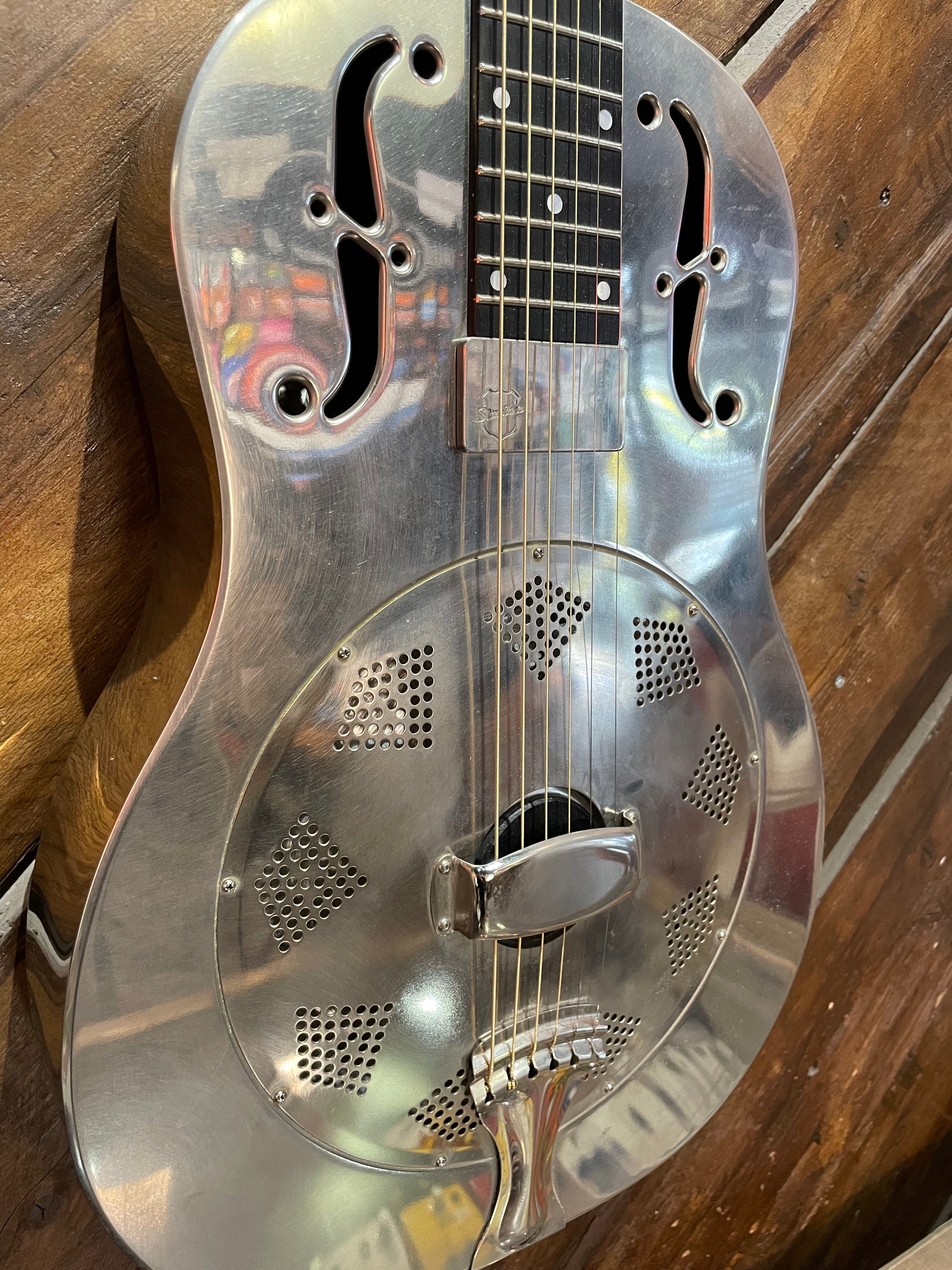 S/H National Resophonic NRP Steel 12 Fret Single Cone Resonator w/ National Slimline Pickup