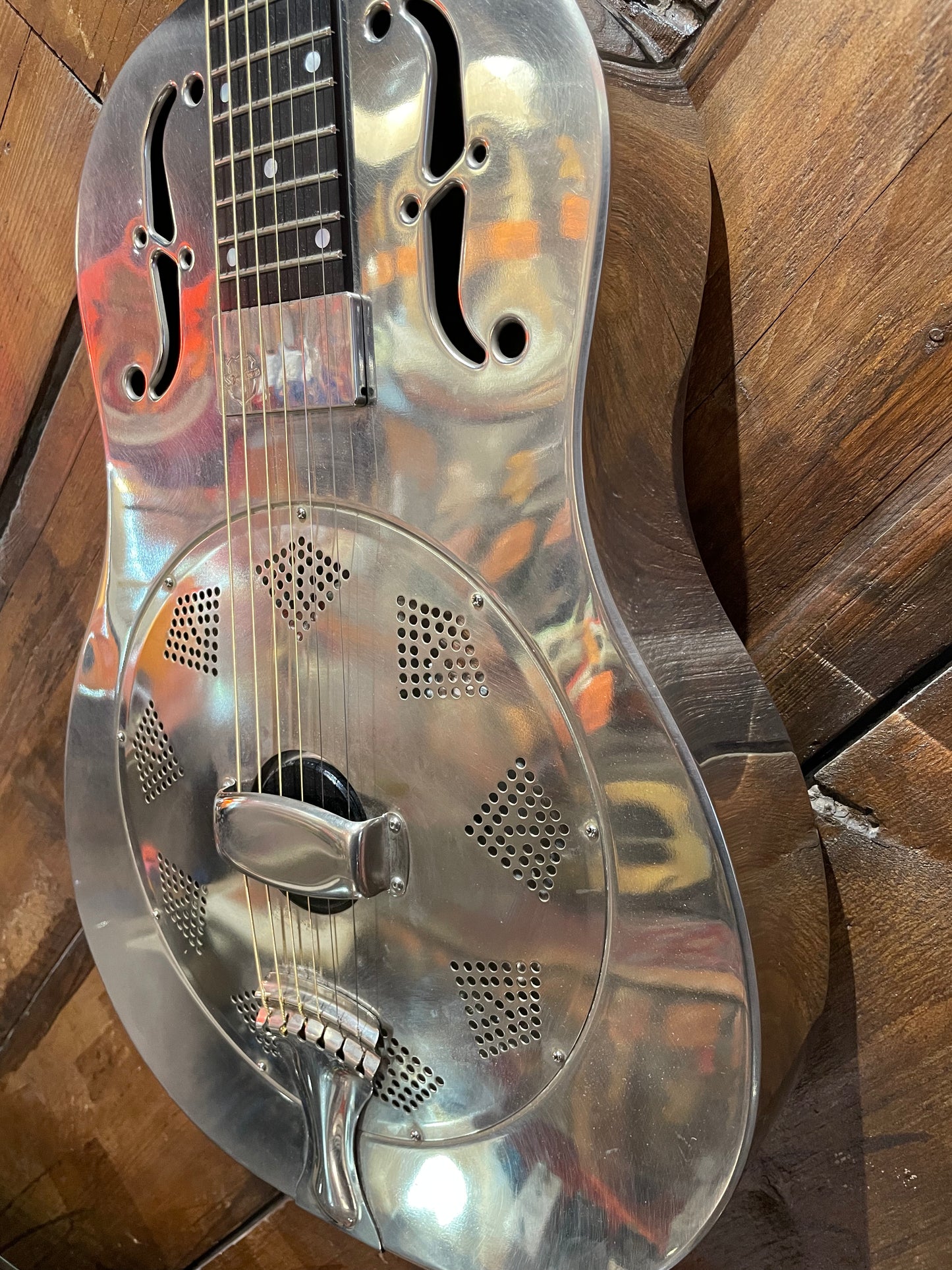 S/H National Resophonic NRP Steel 12 Fret Single Cone Resonator w/ National Slimline Pickup