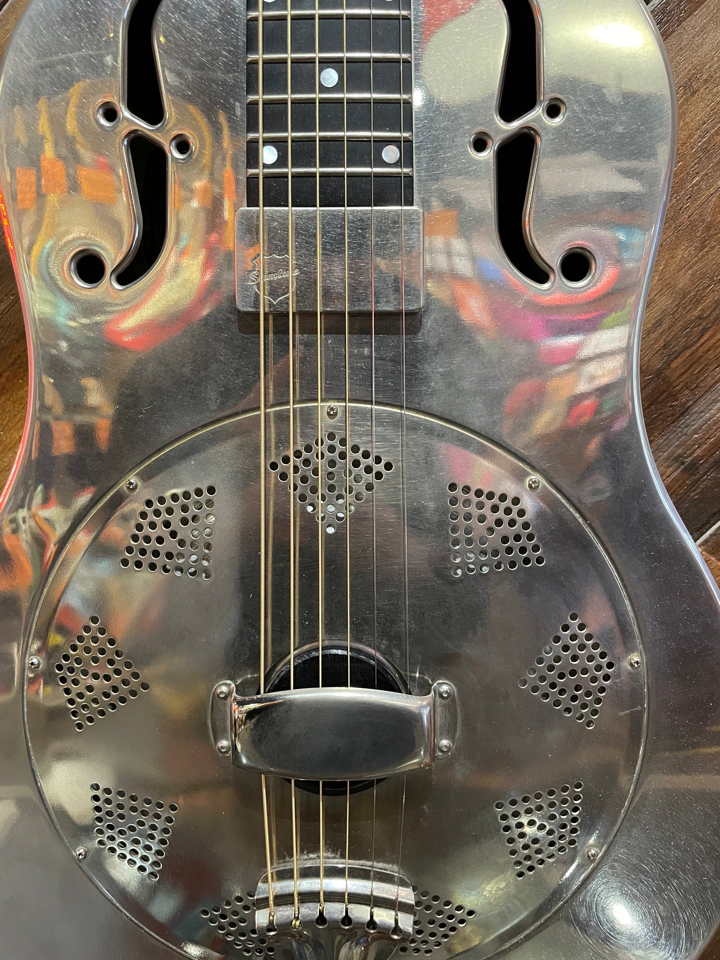 S/H National Resophonic NRP Steel 12 Fret Single Cone Resonator w/ National Slimline Pickup