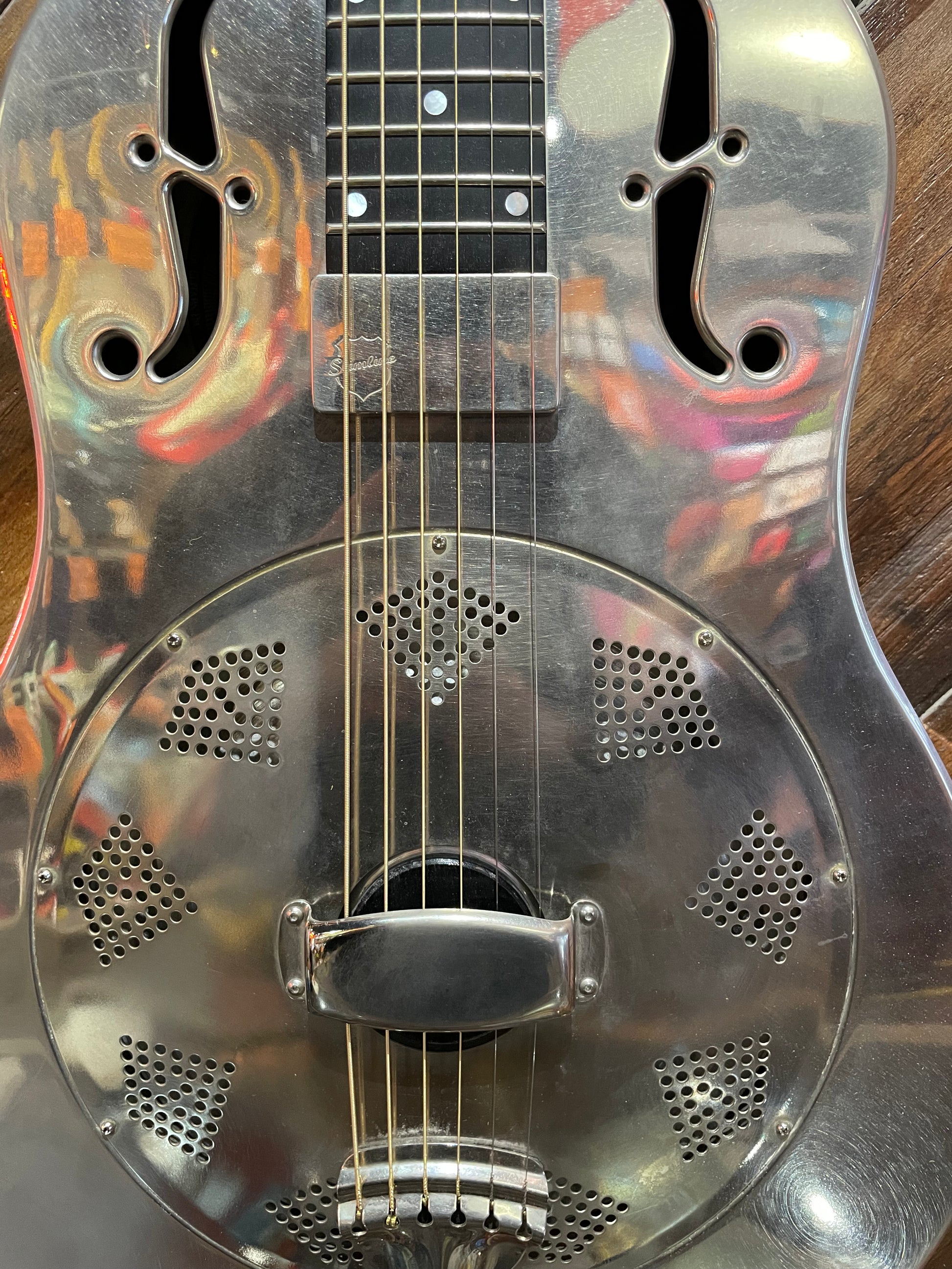 S/H National Resophonic NRP Steel 12 Fret Single Cone Resonator w/ National Slimline Pickup