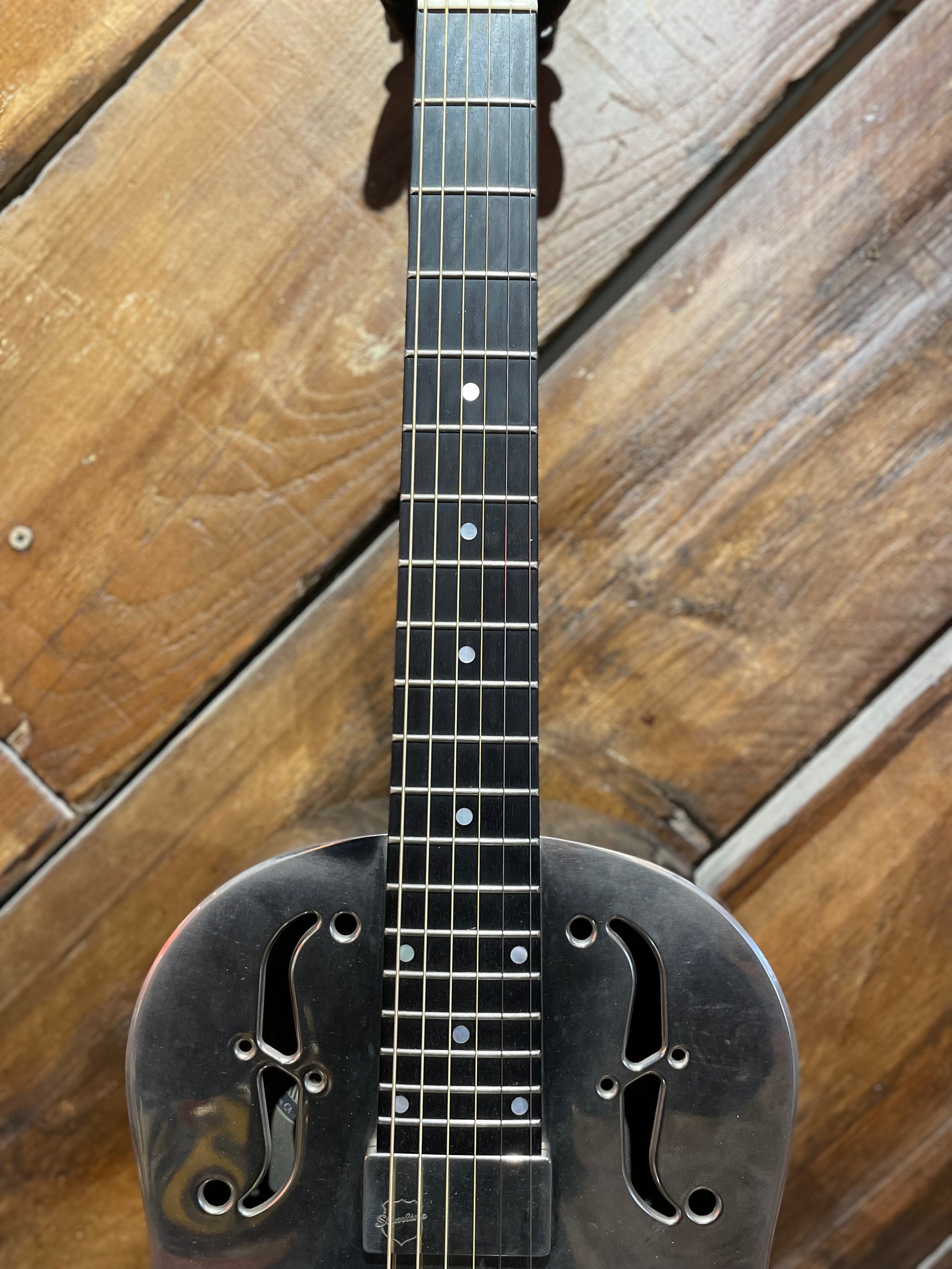 S/H National Resophonic NRP Steel 12 Fret Single Cone Resonator w/ National Slimline Pickup