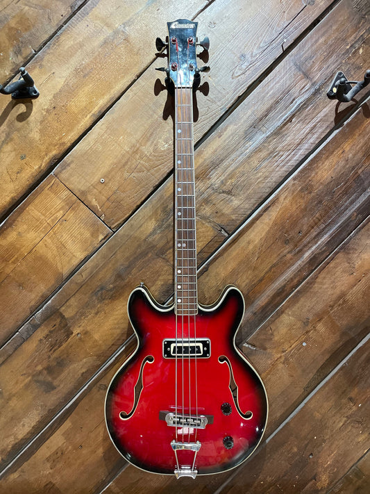 S/H 1970s Commodore EA-200 Semi-Hollow Electric Bass, Cherry Red Burst