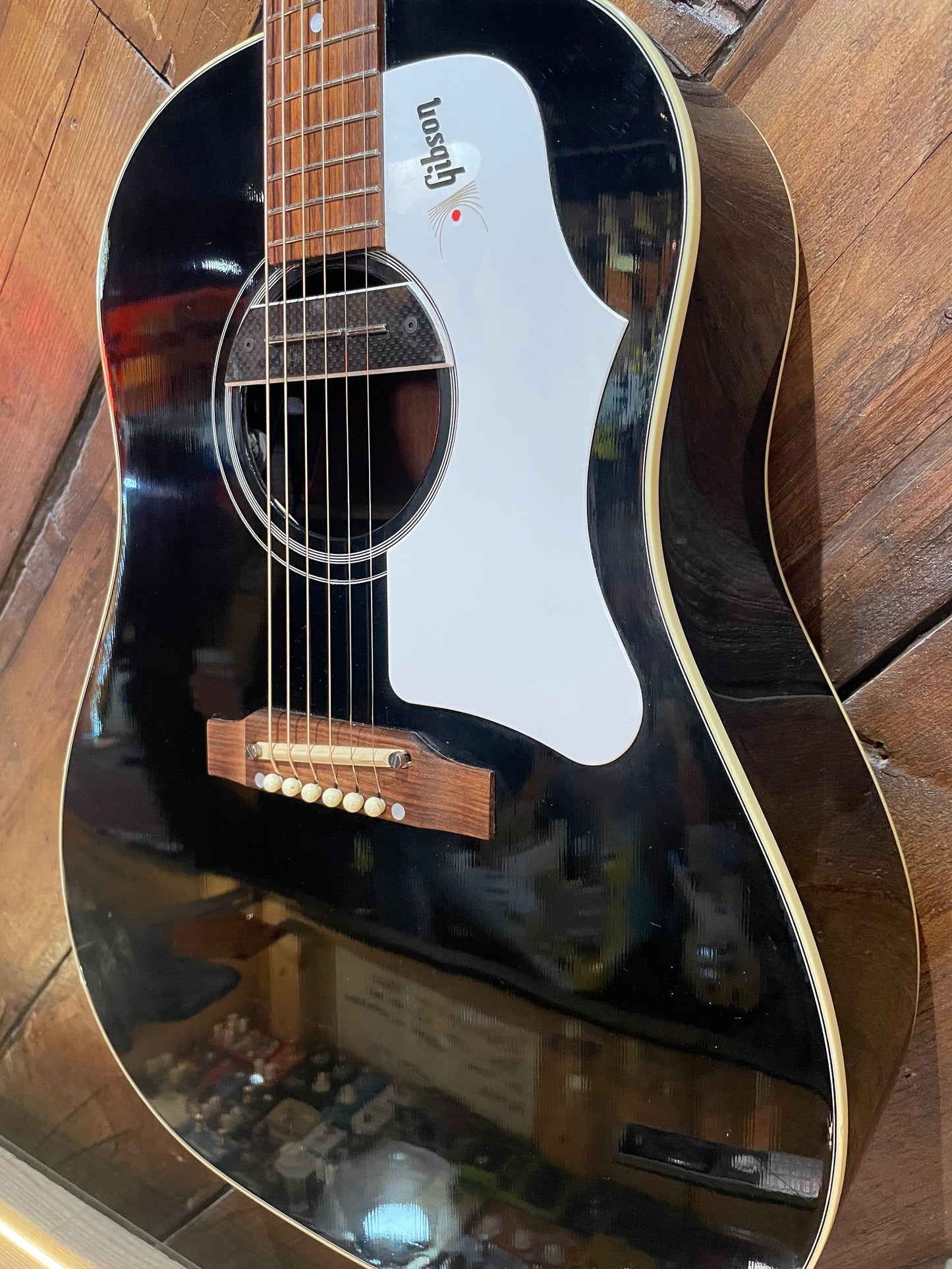S/H 2009 Gibson Custom Shop J-45 ADJ Sloped Shoulder Dreadnought Acoustic Guitar w/ Pickup, Gloss Black