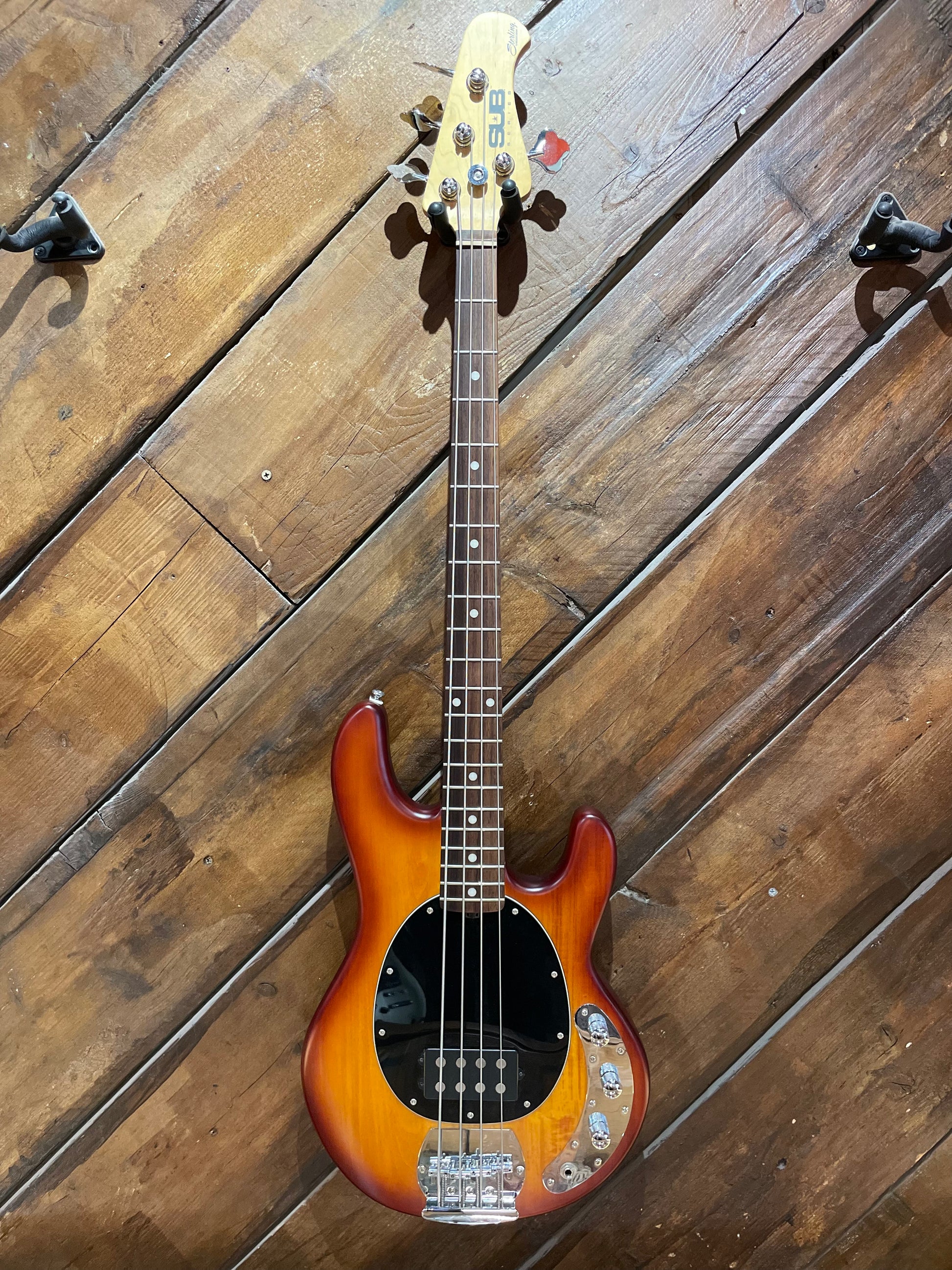 S/H Sterling By Music Man SUB Ray 4 Electric Bass, Honey Burst Satin