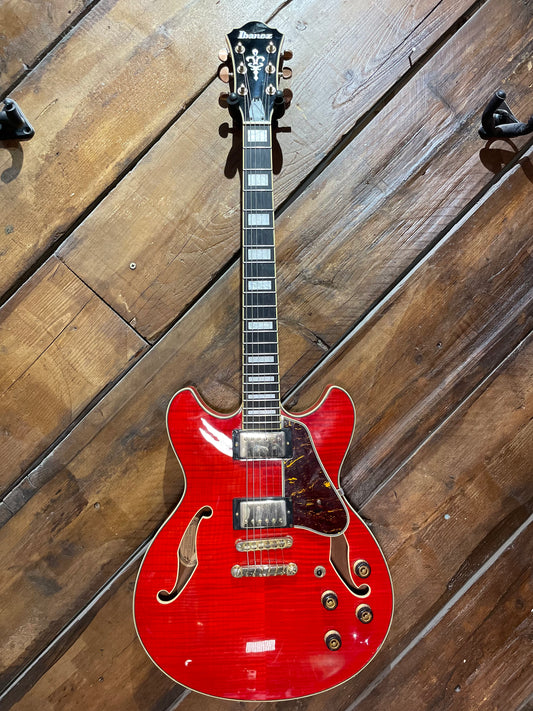 S/H Ibanez AS93FM-TDC Artcore Expressionist Semi-Hollow Electric Guitar, Transparent Cherry Red