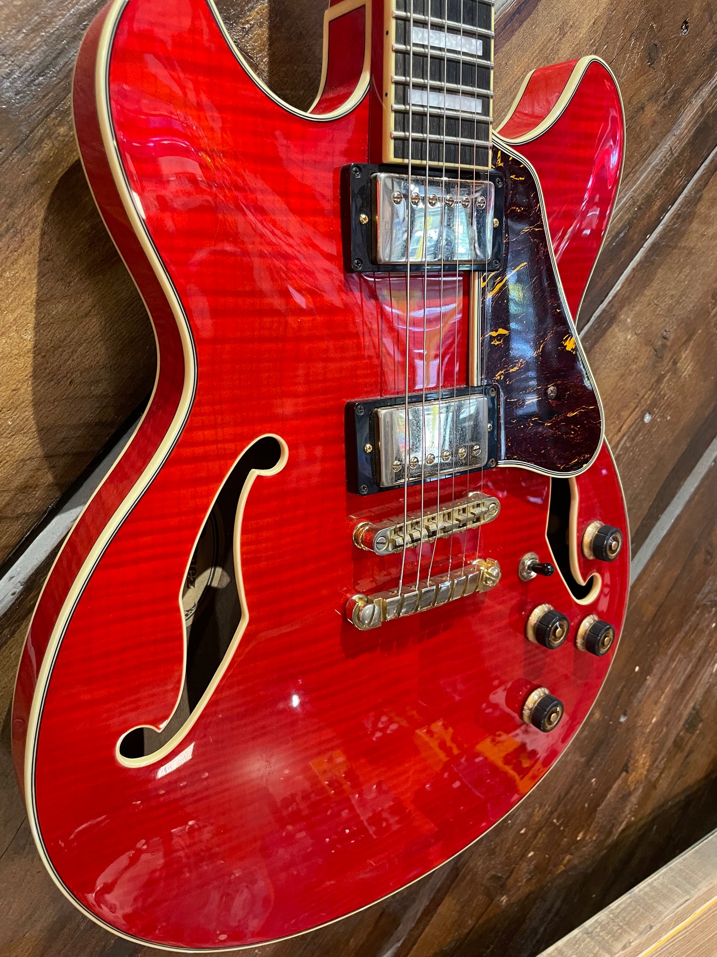 S/H Ibanez AS93FM-TDC Artcore Expressionist Semi-Hollow Electric Guitar, Transparent Cherry Red