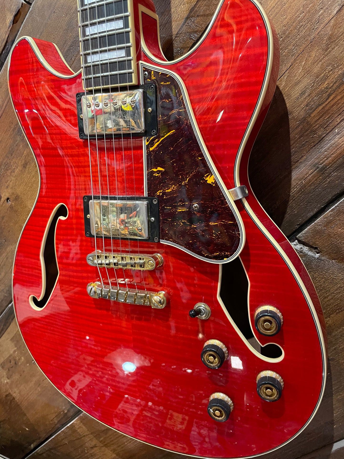 S/H Ibanez AS93FM-TDC Artcore Expressionist Semi-Hollow Electric Guitar, Transparent Cherry Red