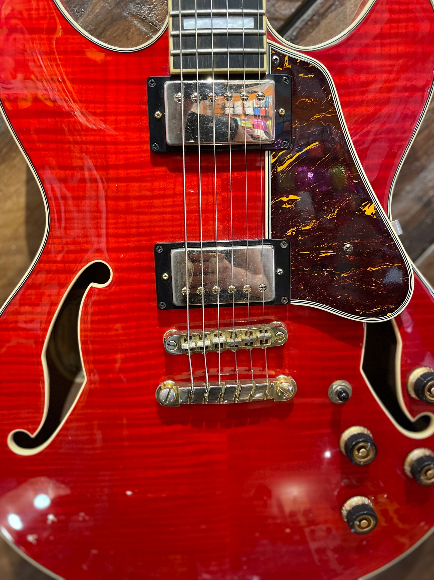 S/H Ibanez AS93FM-TDC Artcore Expressionist Semi-Hollow Electric Guitar, Transparent Cherry Red