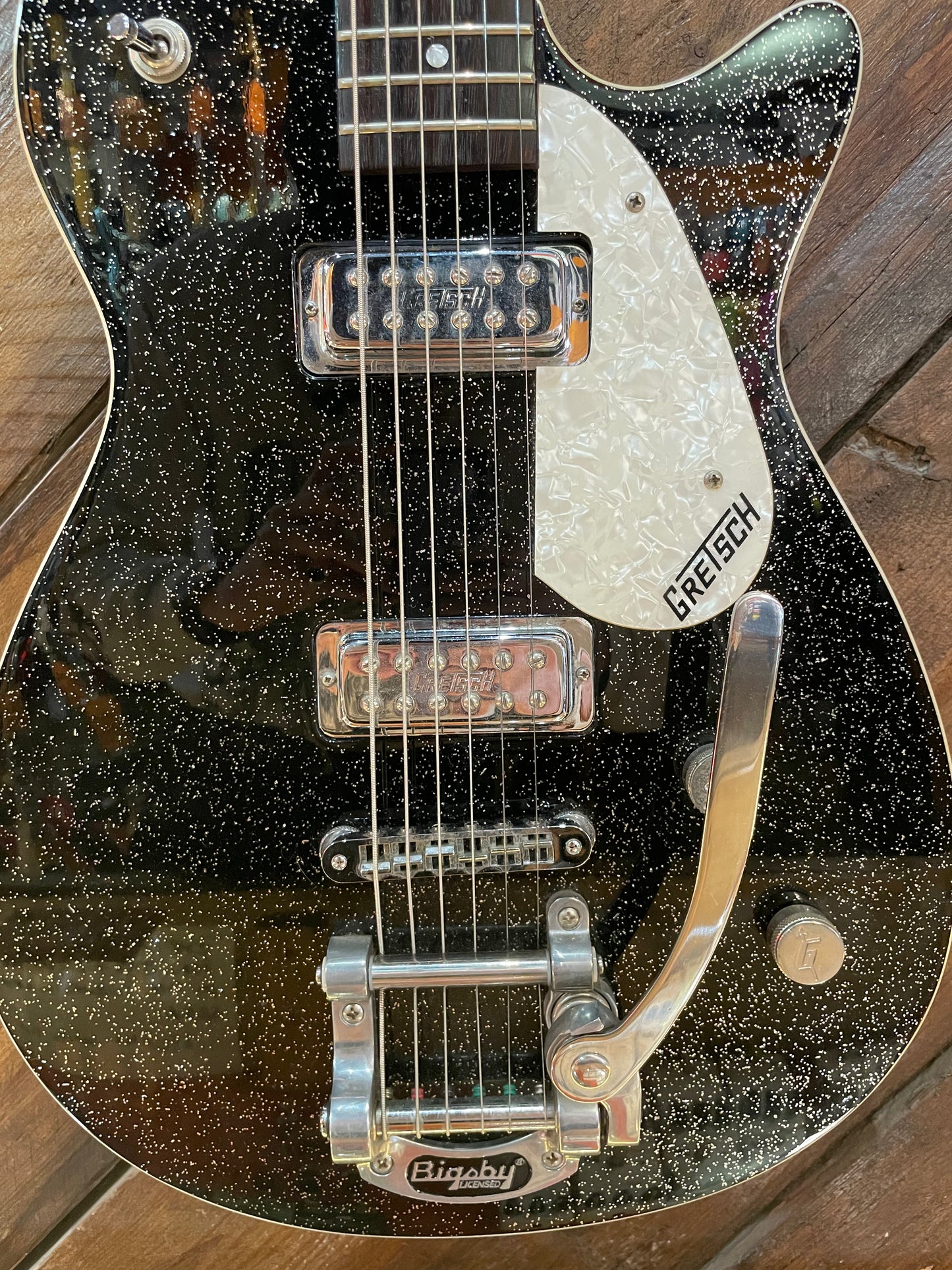 S/H Gretsch 5260T Electromatic Jet Baritone with Bigsby, Black Sparkle