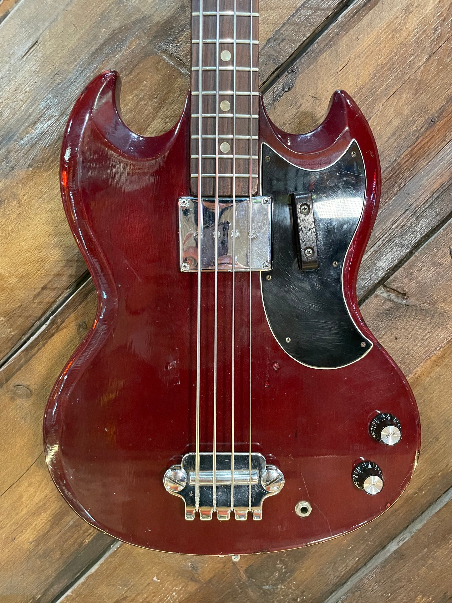 S/H 1970s Avon MIJ Rose Morris 'EB0' Electric Bass, Cherry