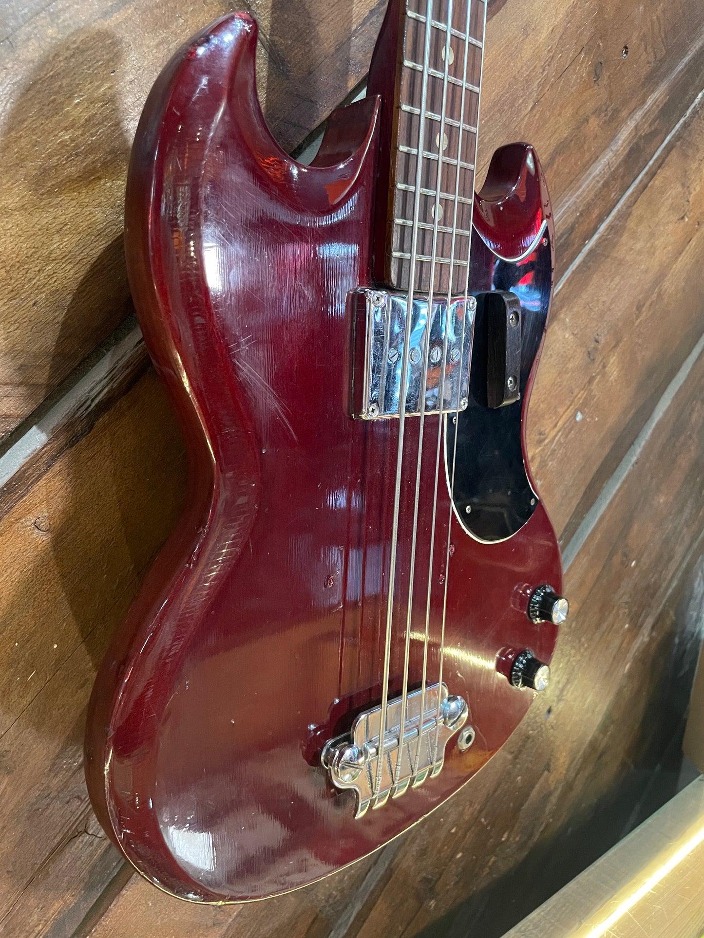 S/H 1970s Avon MIJ Rose Morris 'EB0' Electric Bass, Cherry