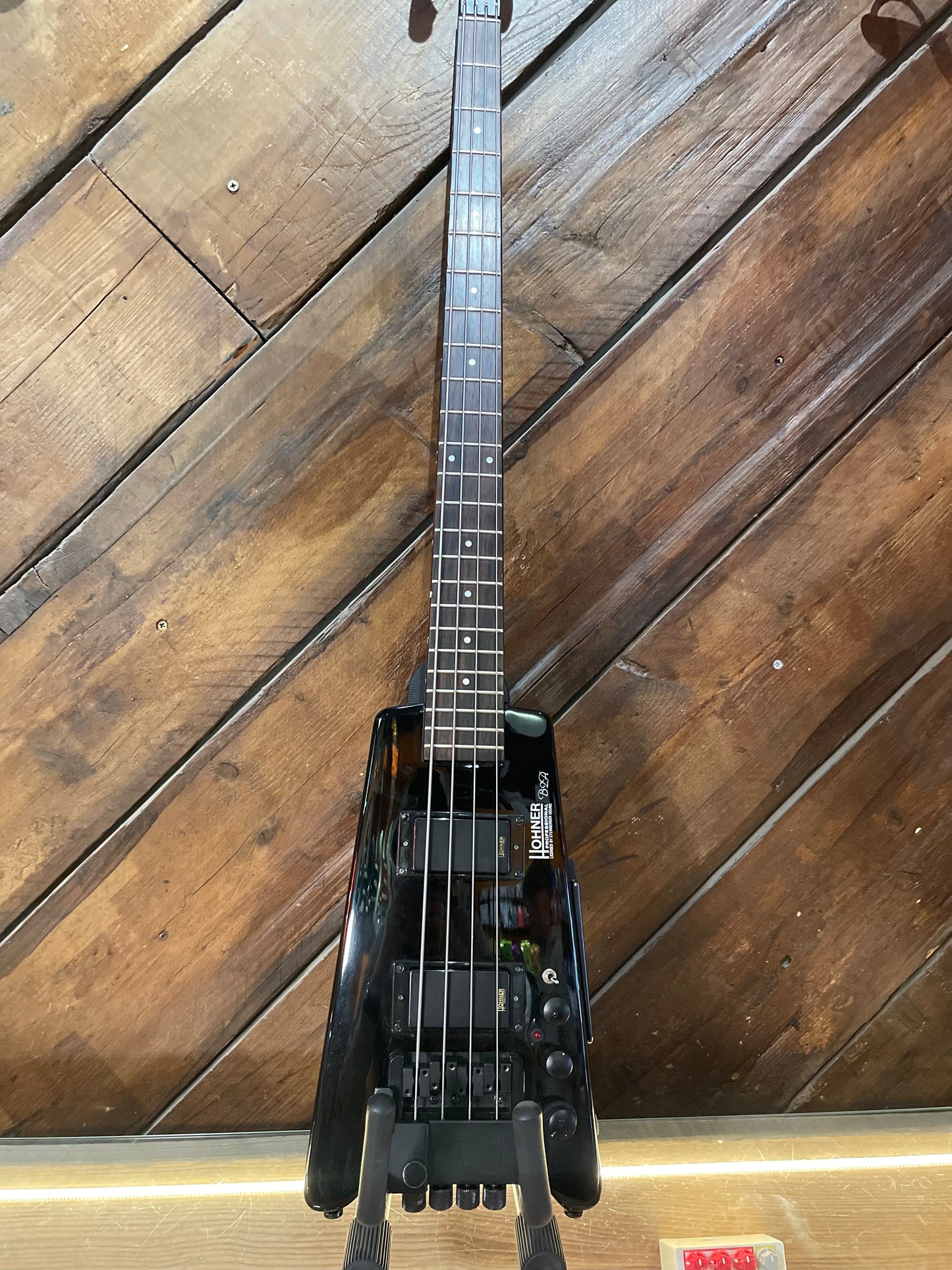 S/H Hohner B2A Headless Electric Guitar with Drop Tune, Black