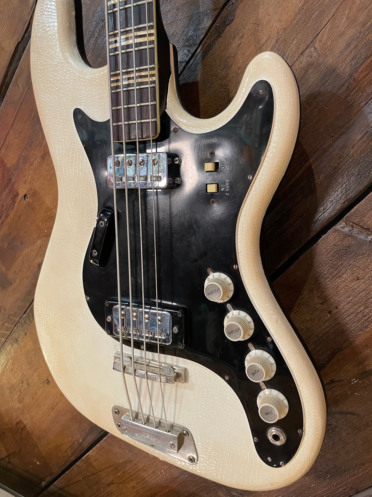 S/H 1965 Hofner 185 Artist Bass, White Crocodile