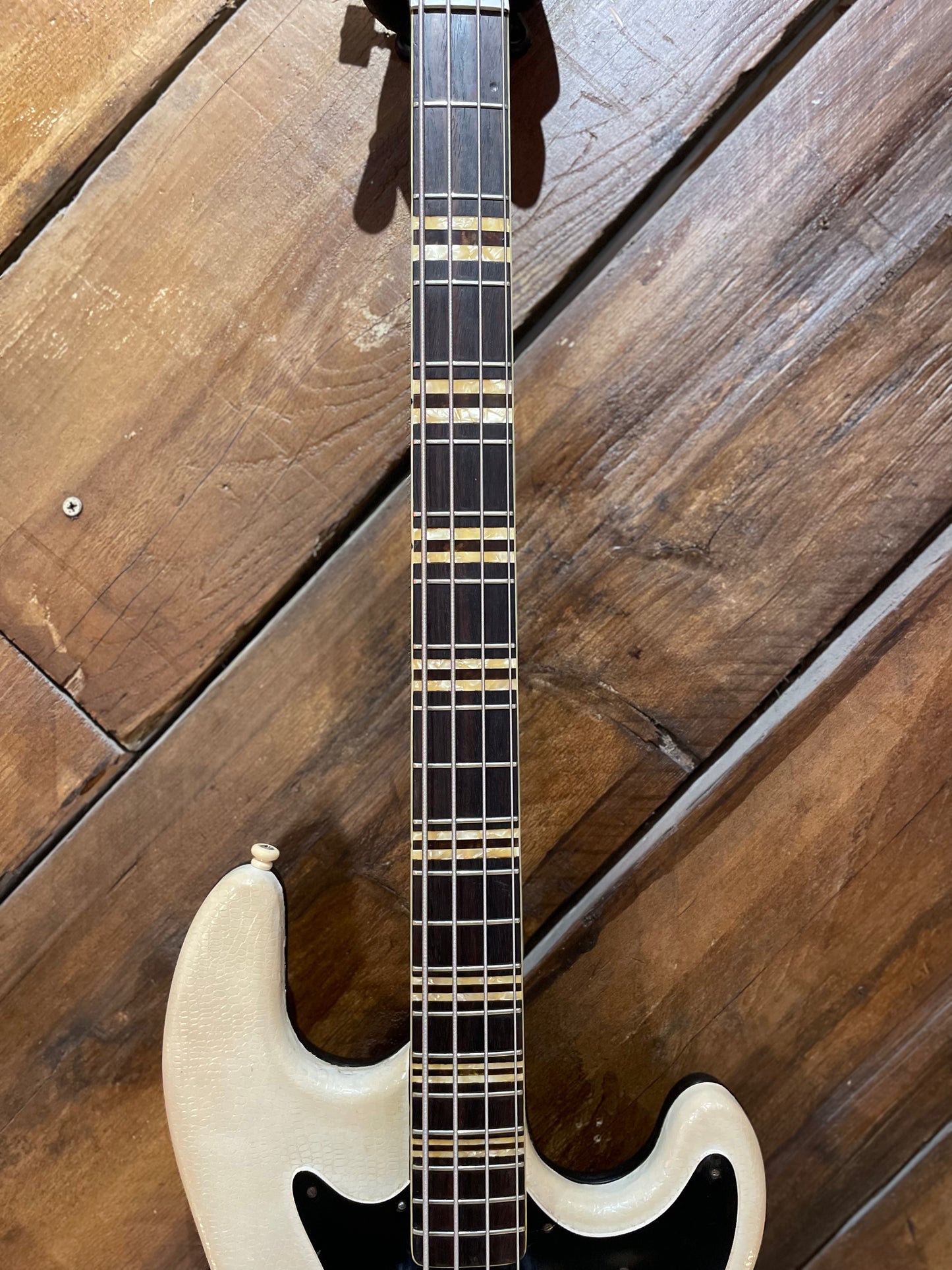 S/H 1965 Hofner 185 Artist Bass, White Crocodile
